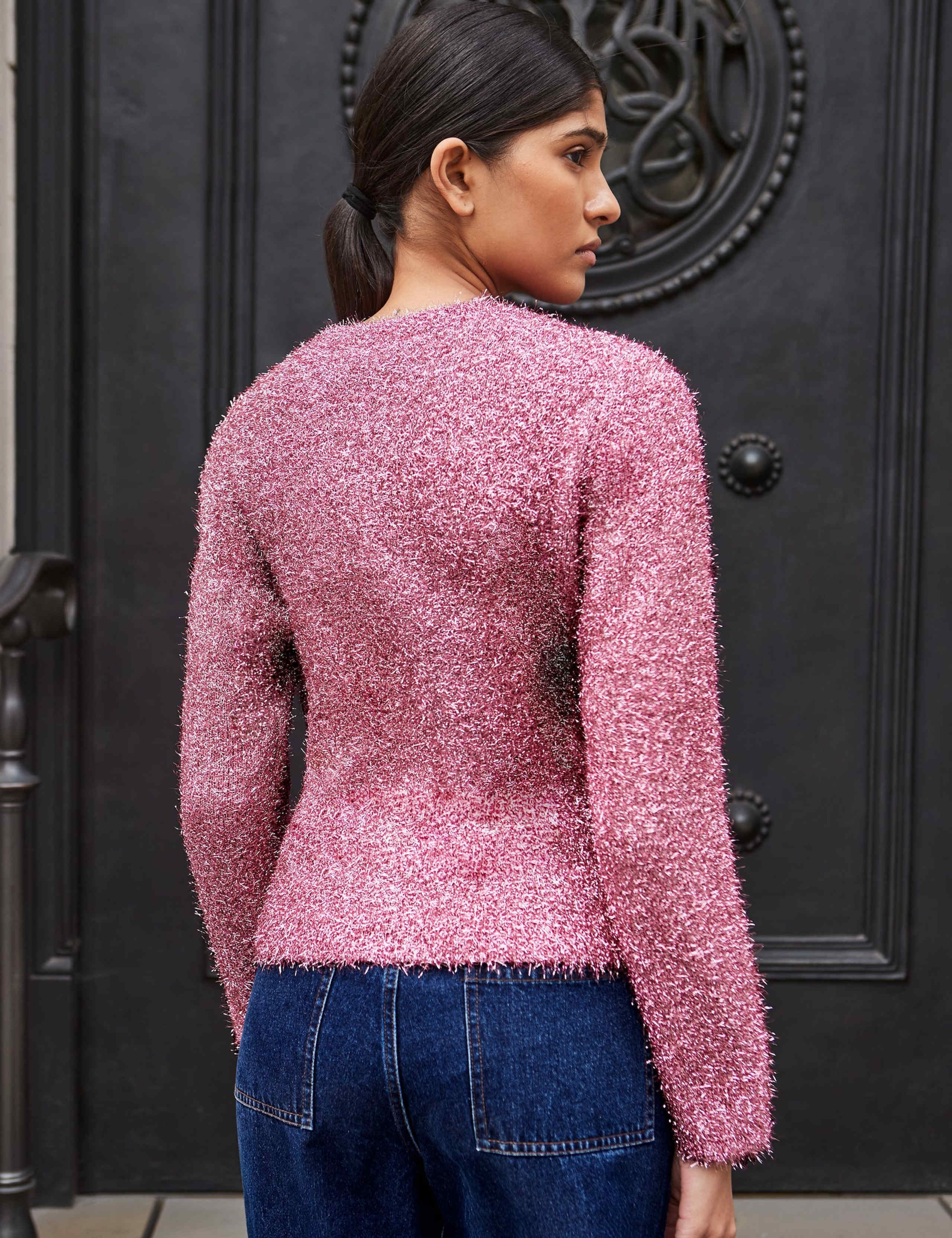 Sparkly Crew Neck Button Through Cardigan 3 of 4