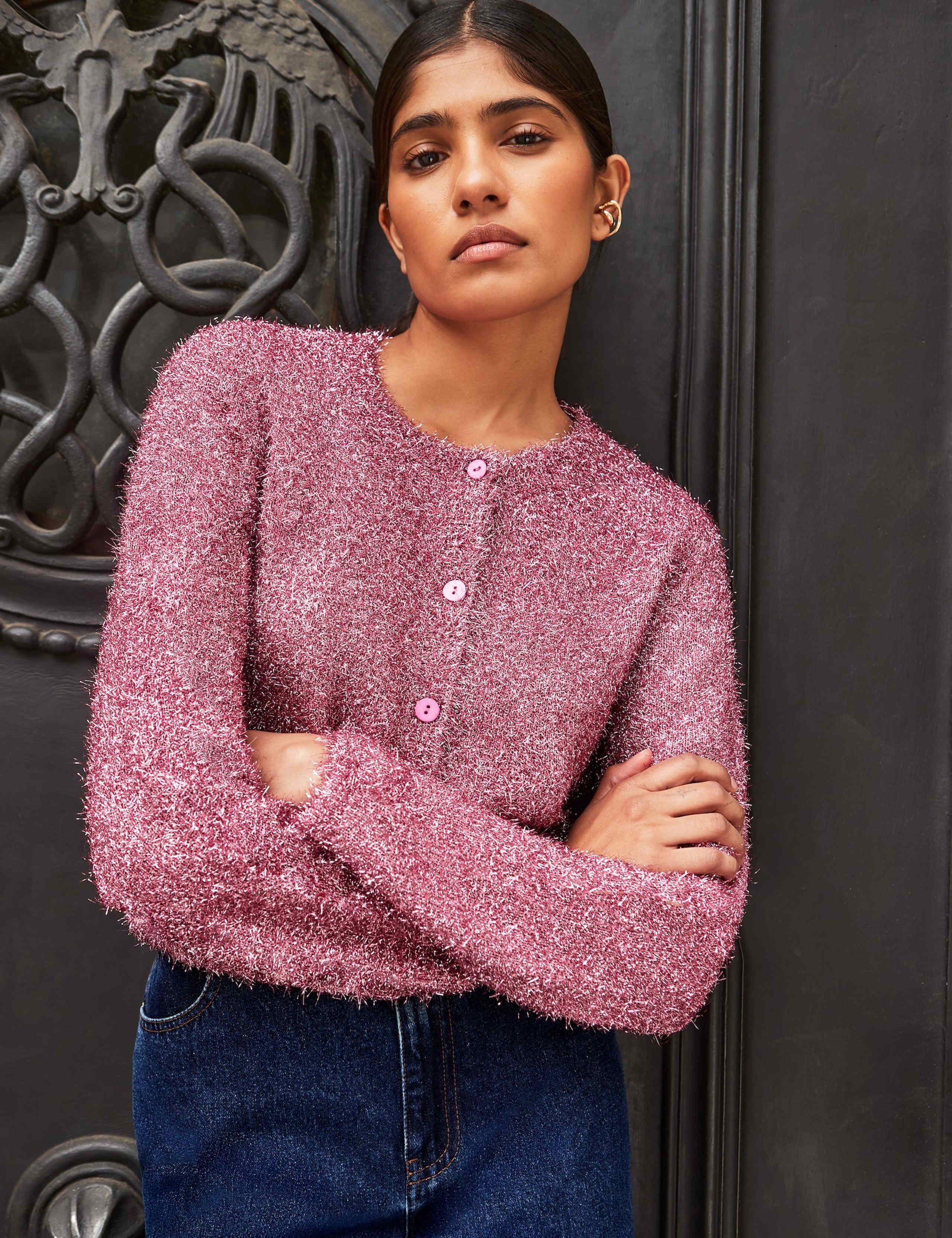 Sparkly Crew Neck Button Through Cardigan 4 of 4