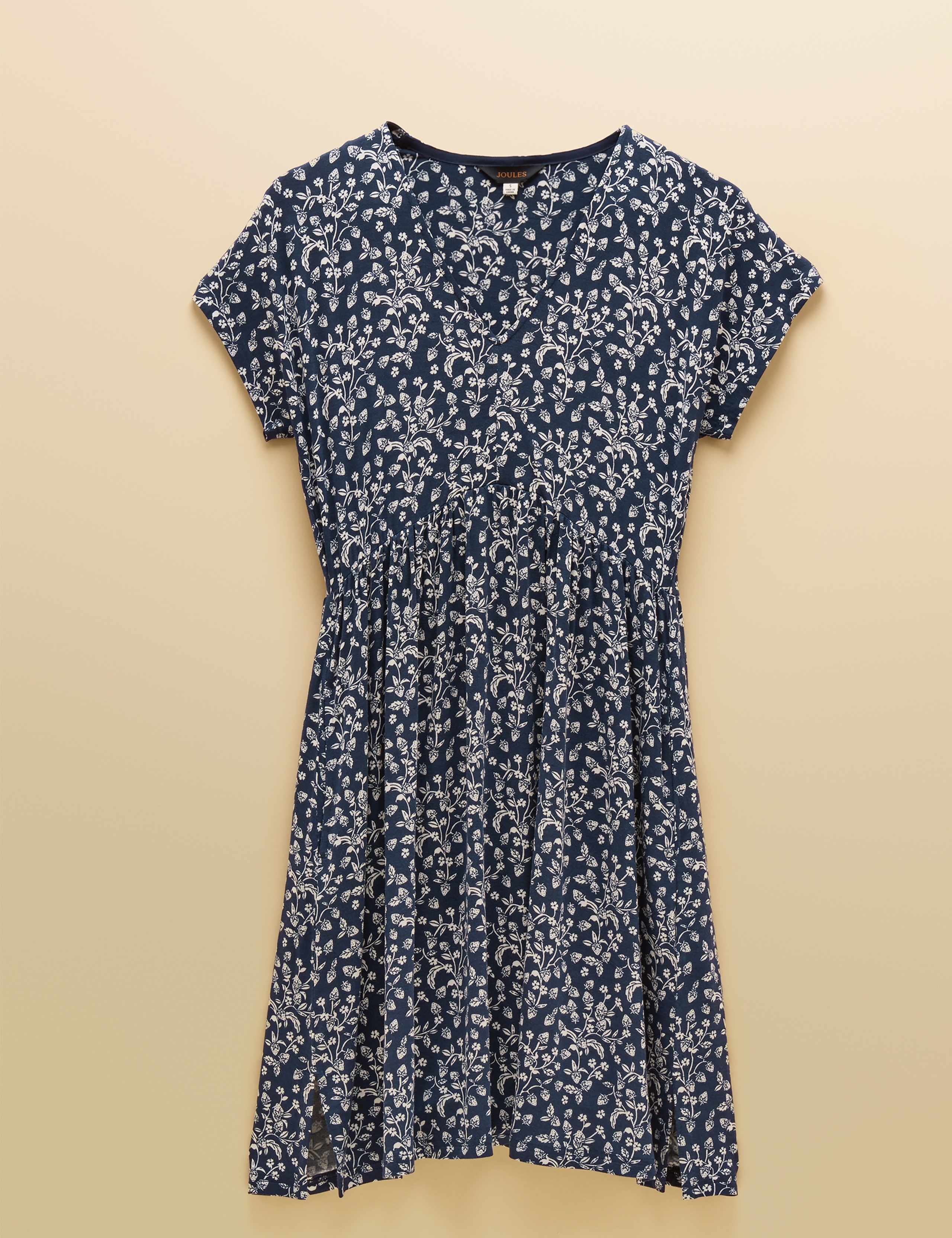 Printed V-Neck Knee Length Tea Dress 2 of 8