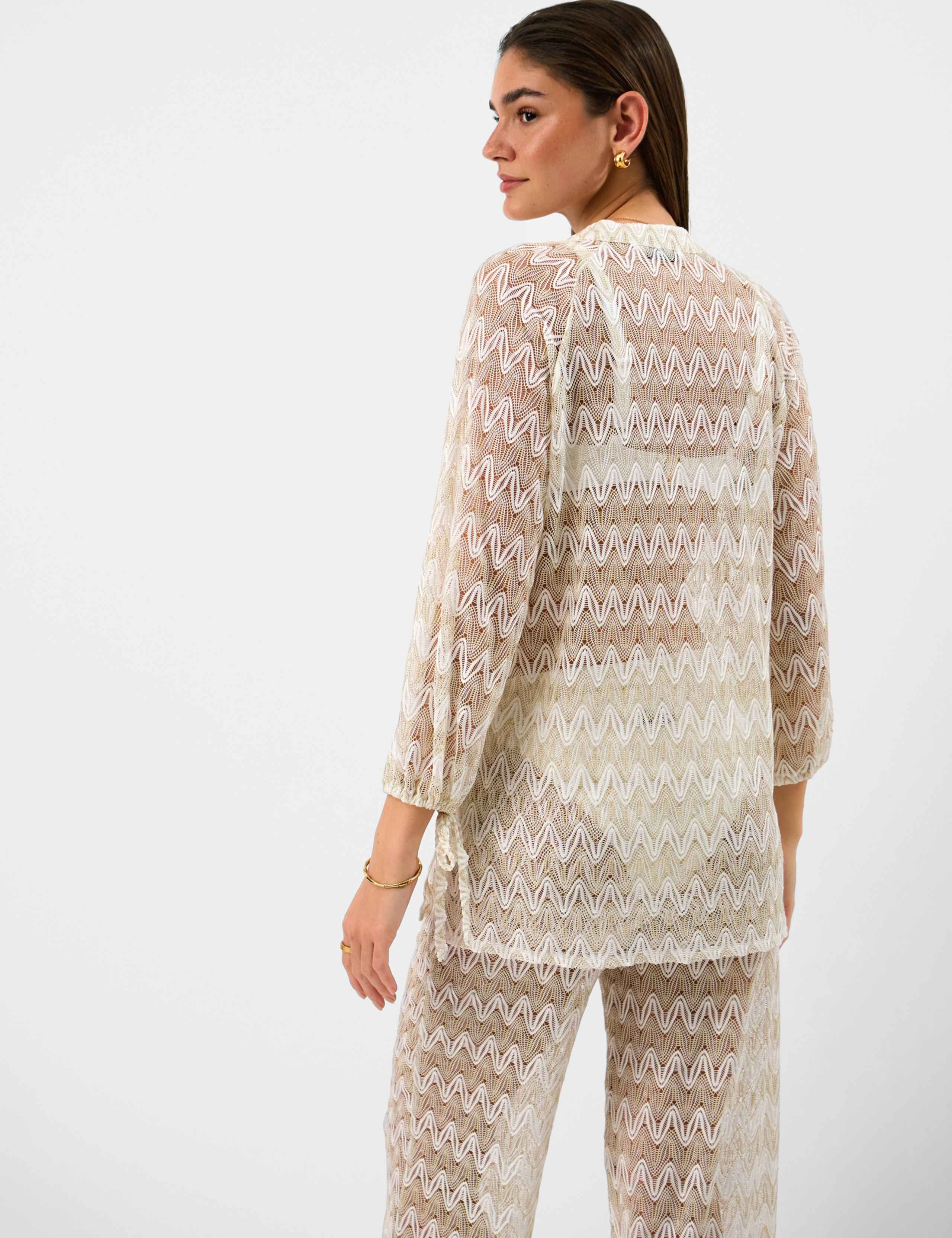 Striped Metallic Button Through Beach Shirt 5 of 5