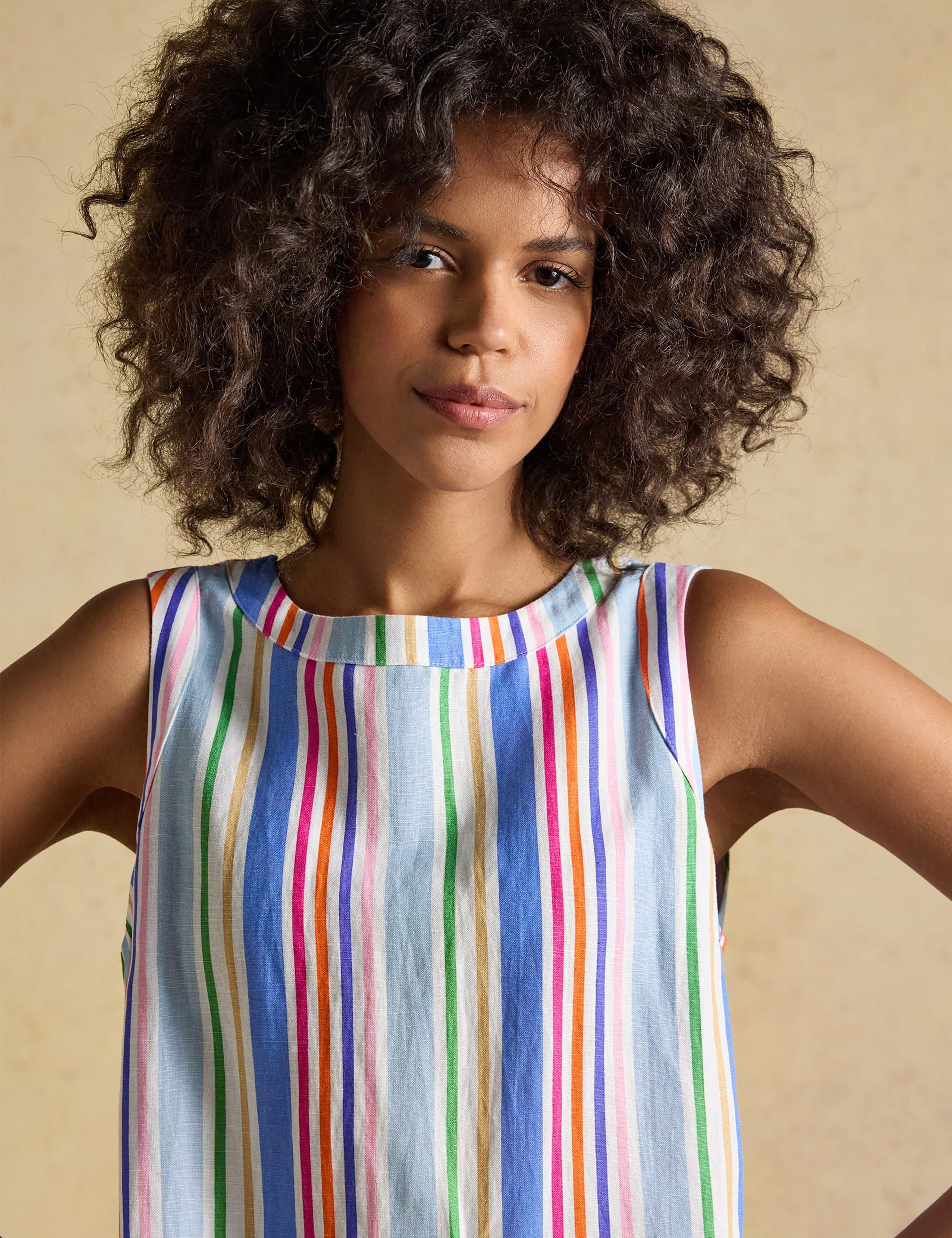 Linen Blend Striped Shift Dress 6 of 10