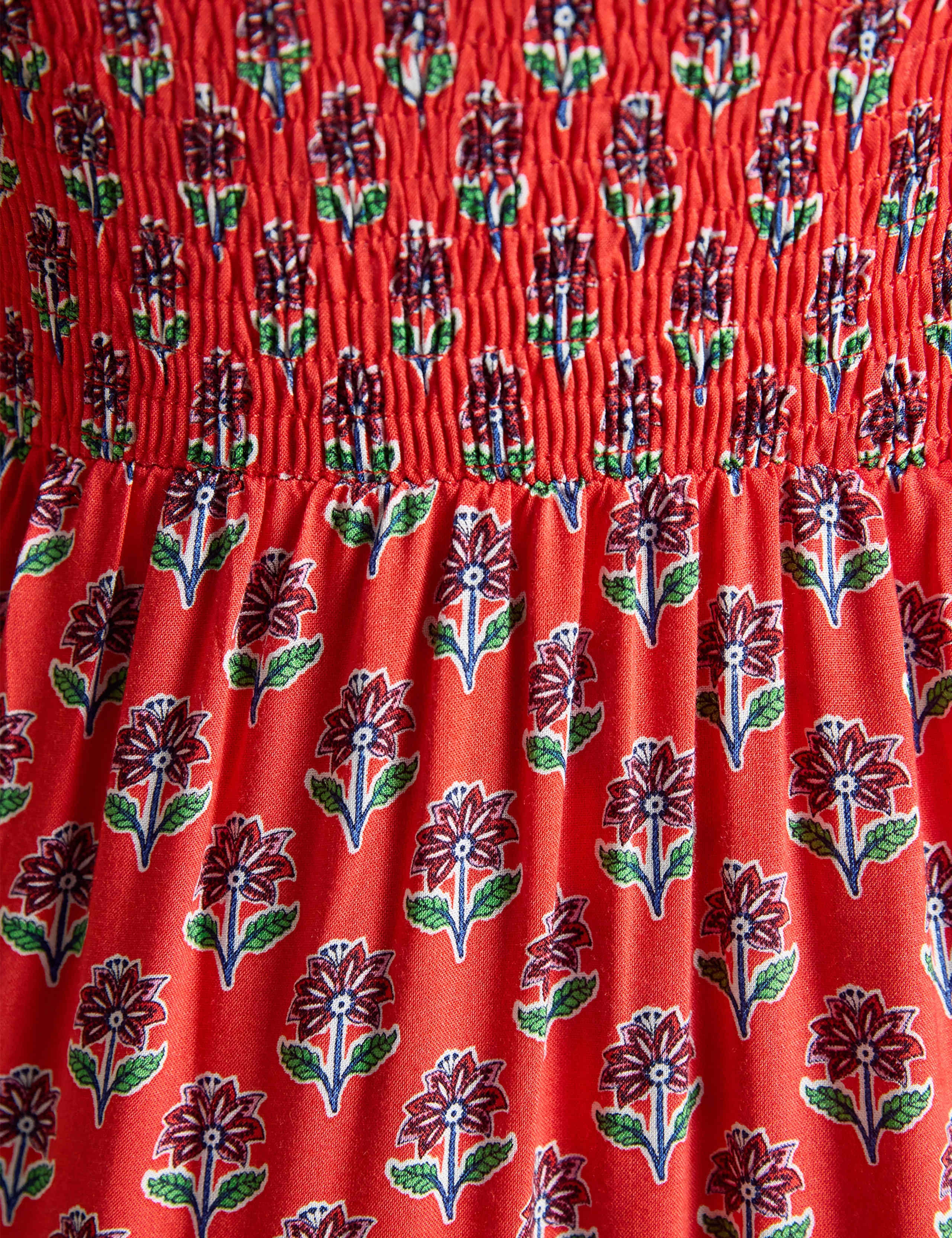 Floral V-Neck Midi Shirred Dress 9 of 9