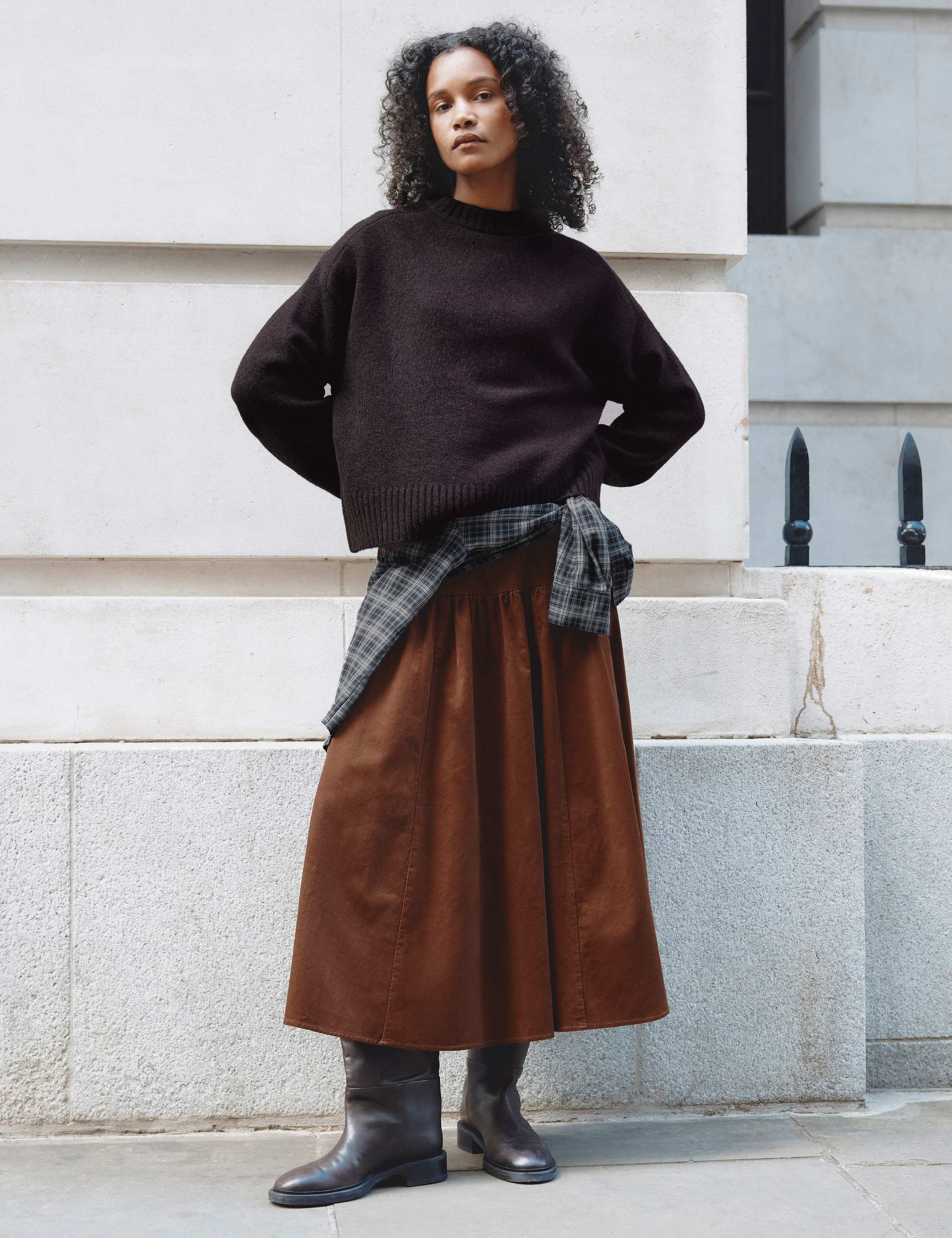 Cord Midi A-Line Skirt 3 of 7
