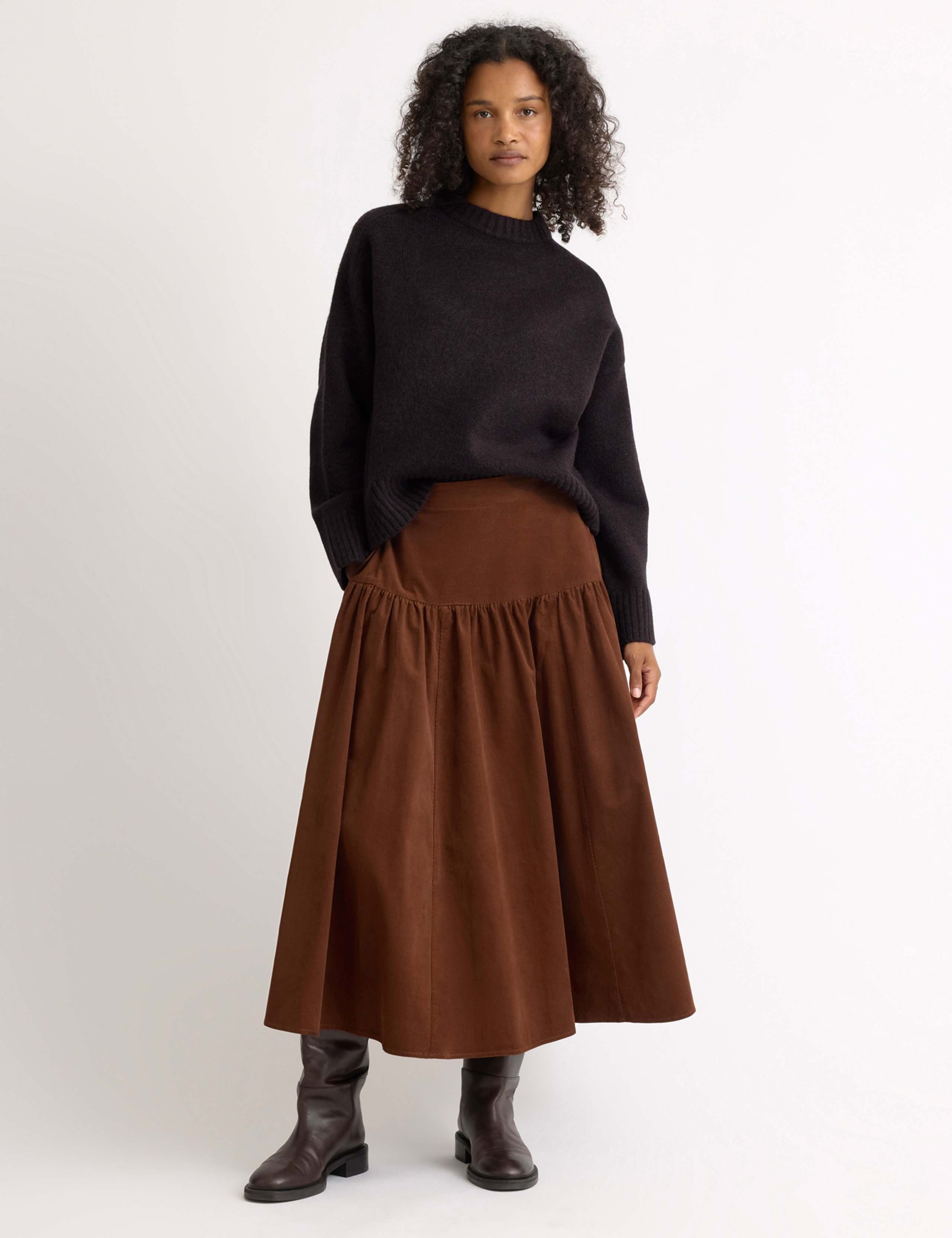 Cord Midi A-Line Skirt 4 of 7