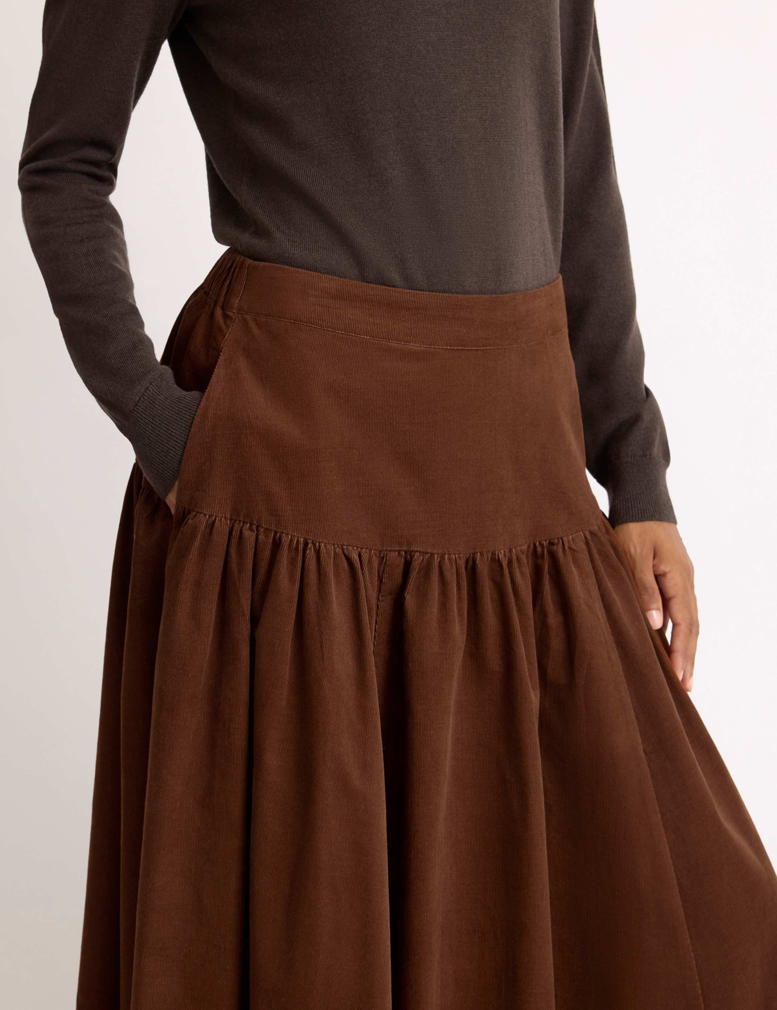 Cord Midi A-Line Skirt 6 of 7