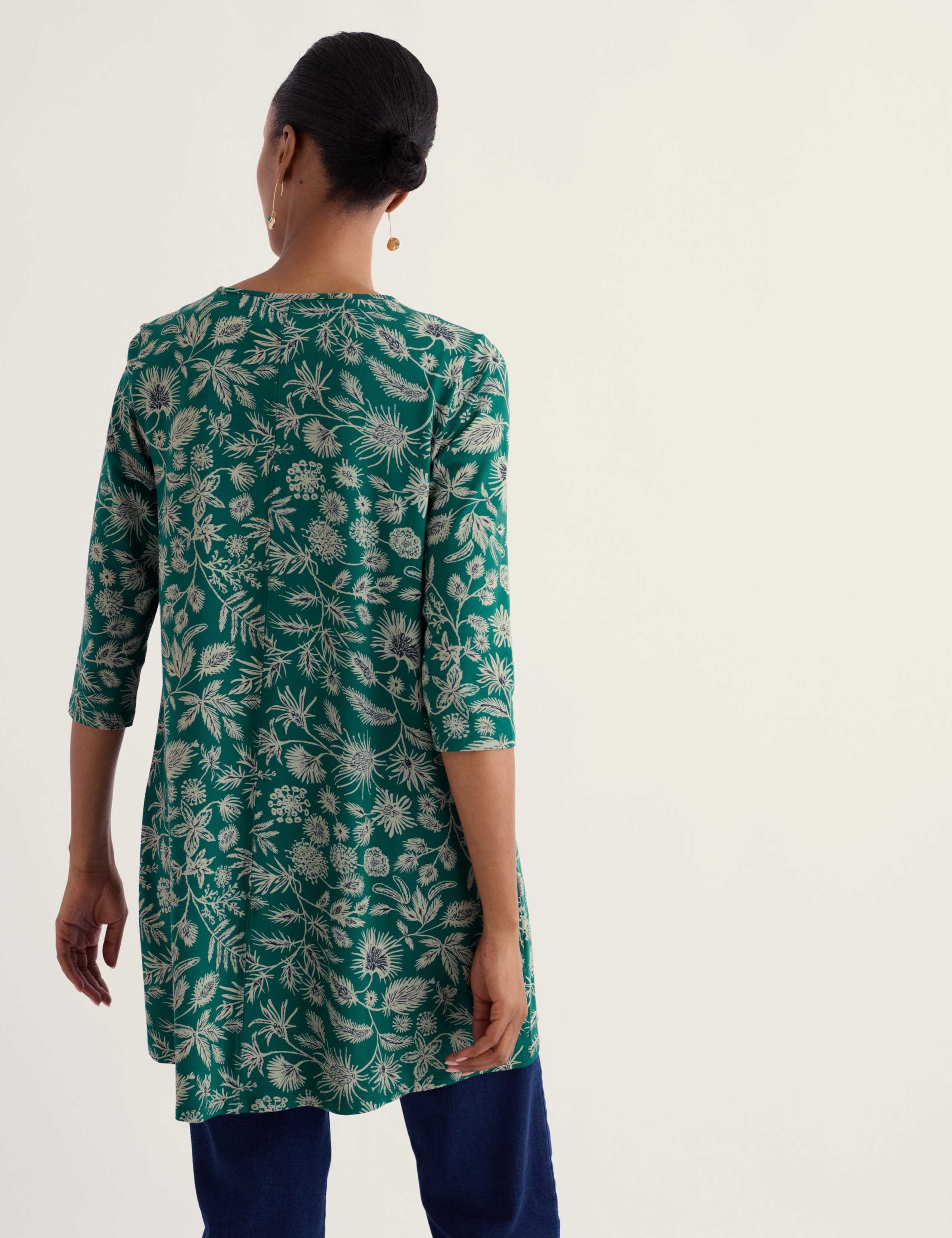Printed Round Neck 3 Quarter Sleeve Relaxed Fit Tunic 4 of 4