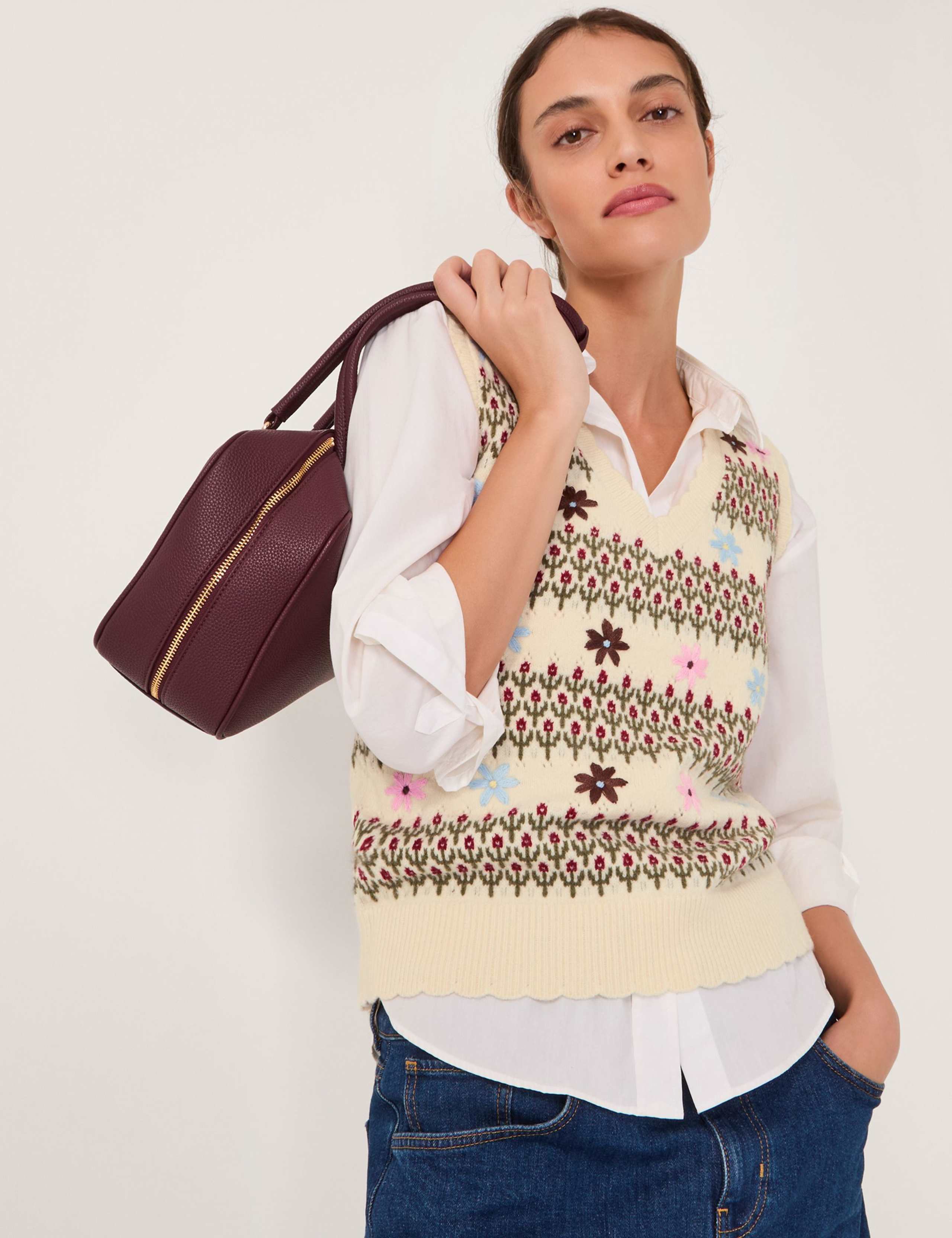 Floral Knitted V-Neck Vest. 1 of 4