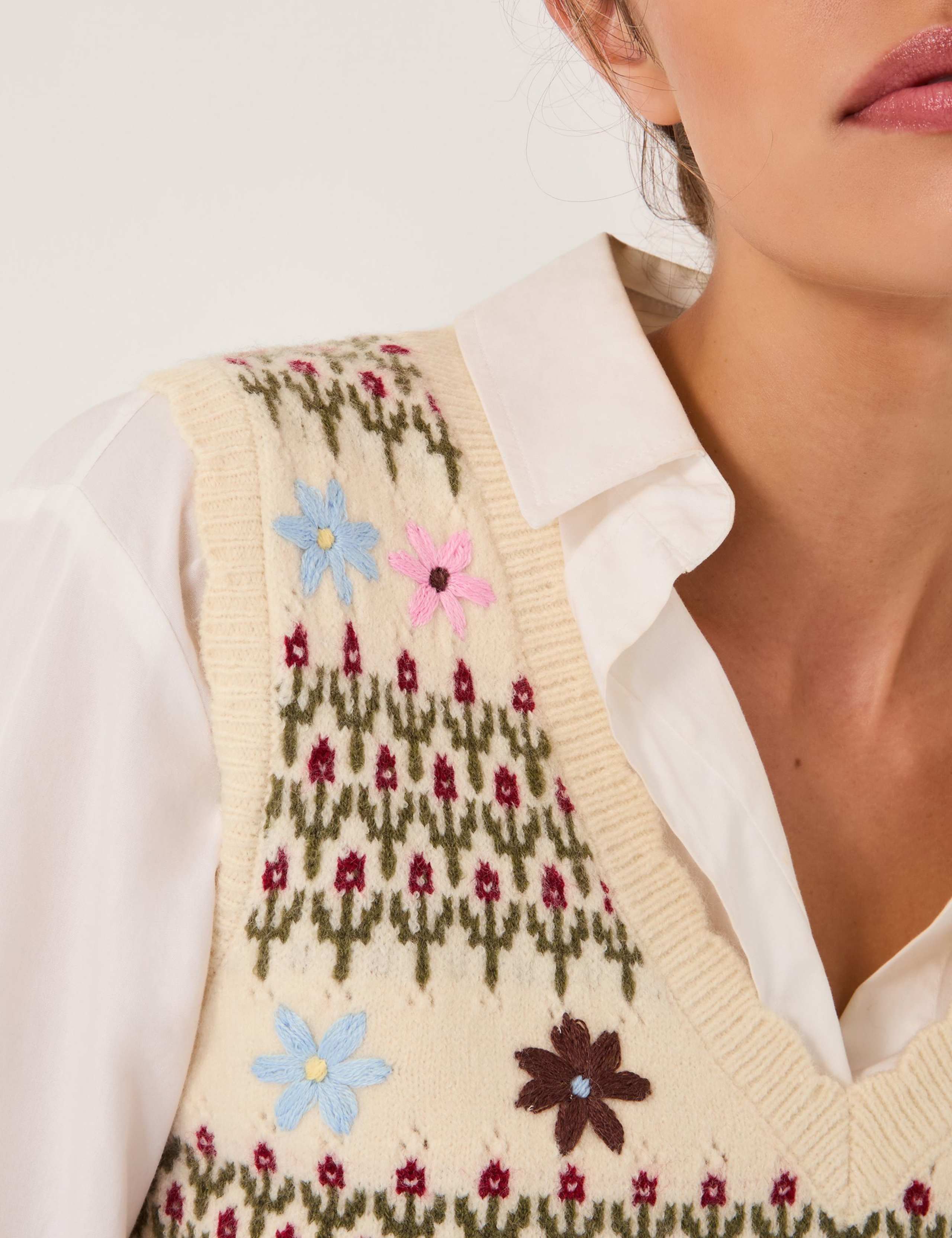 Floral Knitted V-Neck Vest. 3 of 4