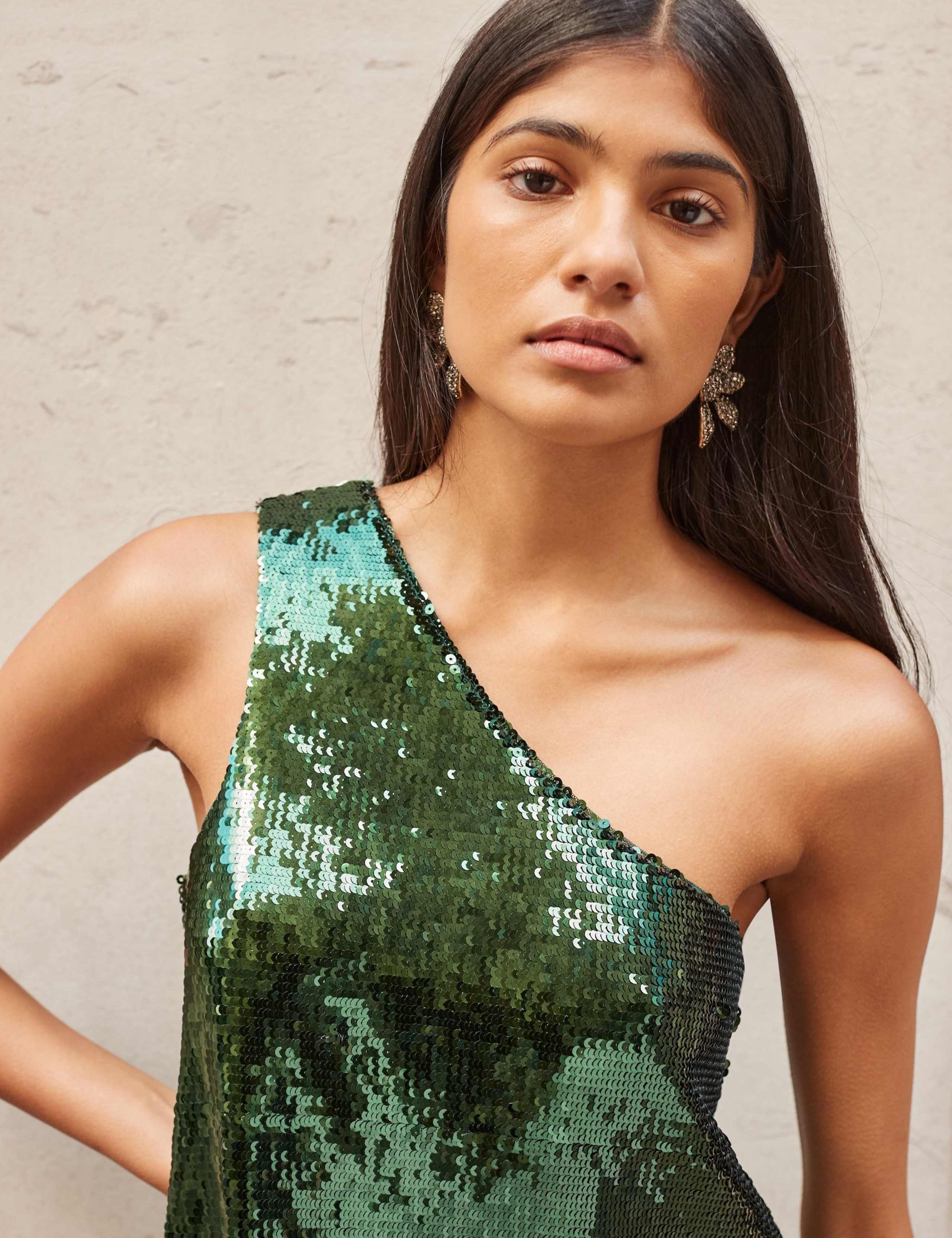 Sequin One Shoulder Bardot Top 3 of 3