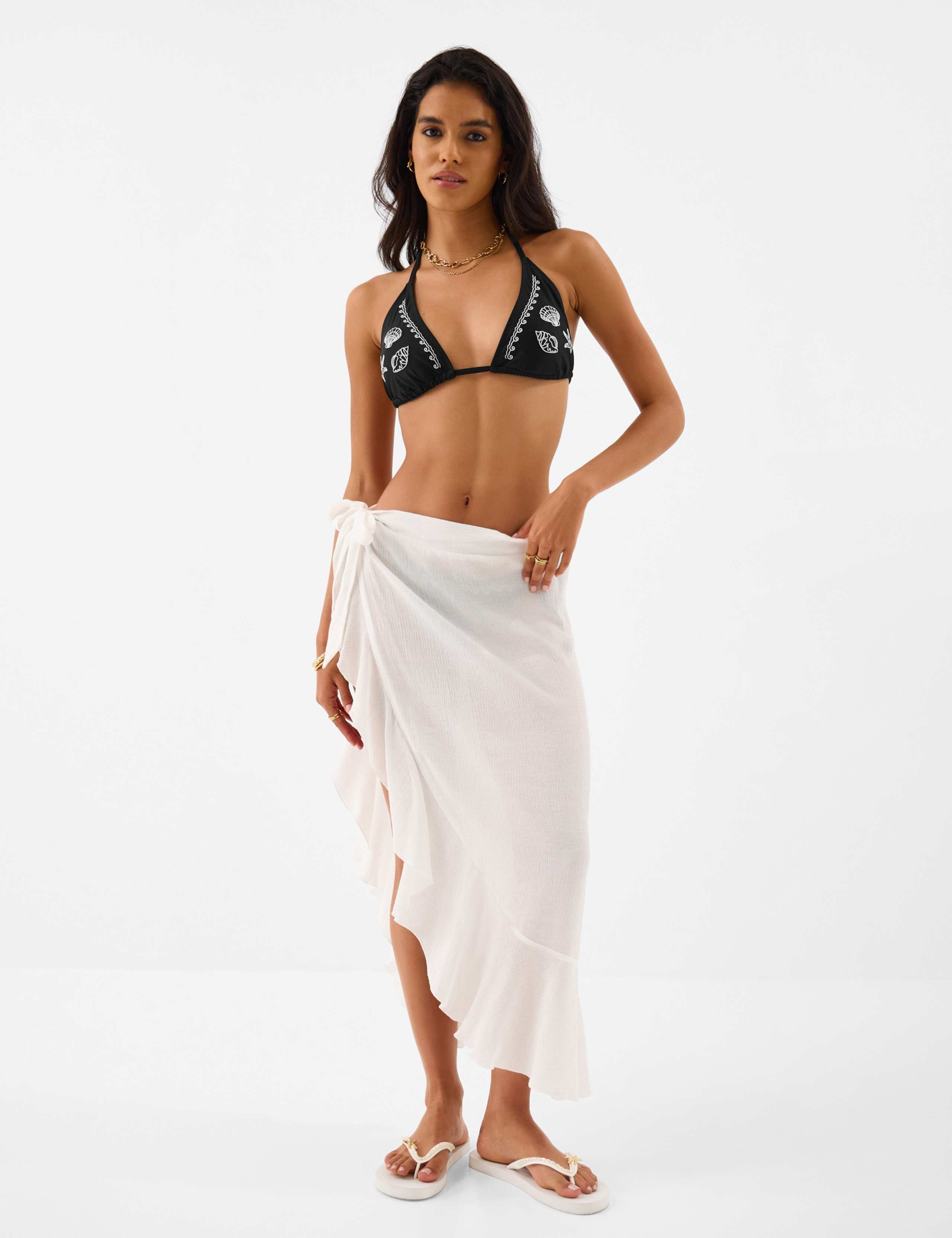 Embroidered Padded Triangle Bikini Top 2 of 4