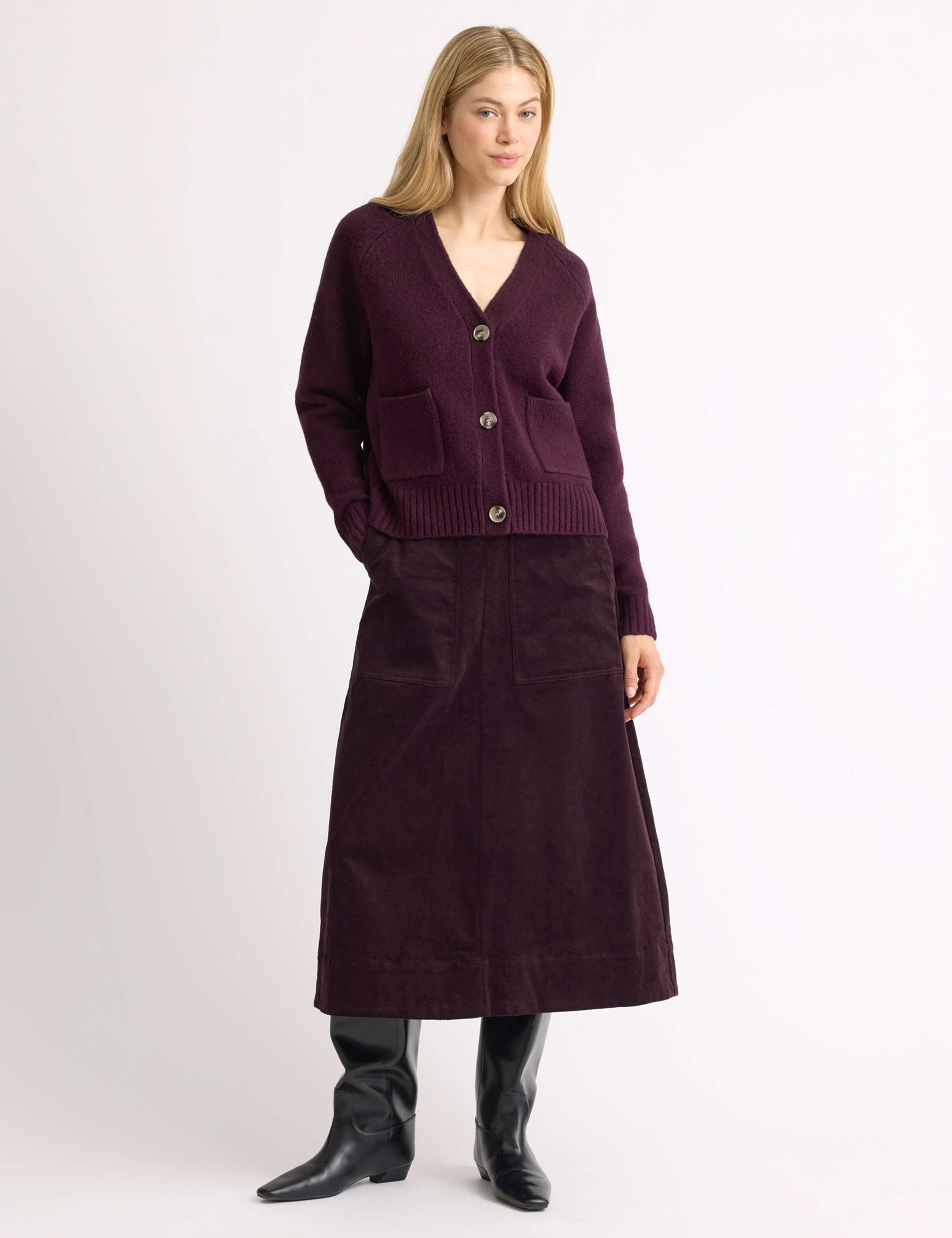 Cord Midi A-Line Skirt 1 of 4
