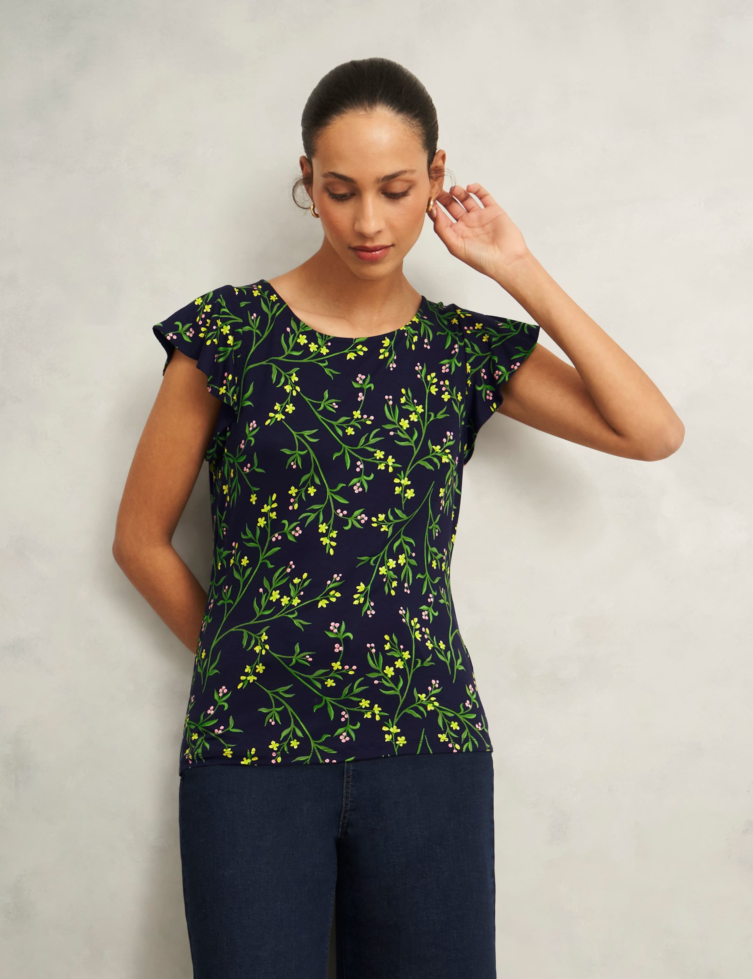 Floral Frill Sleeve Top 1 of 7