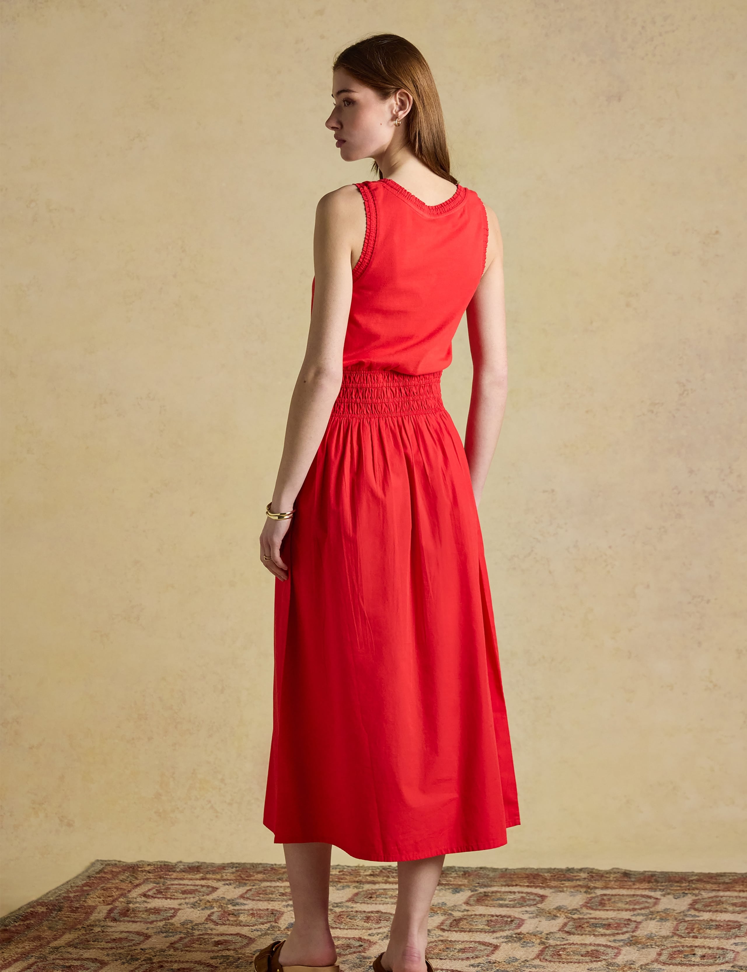 Pure Cotton Midi Waisted Dress 5 of 7
