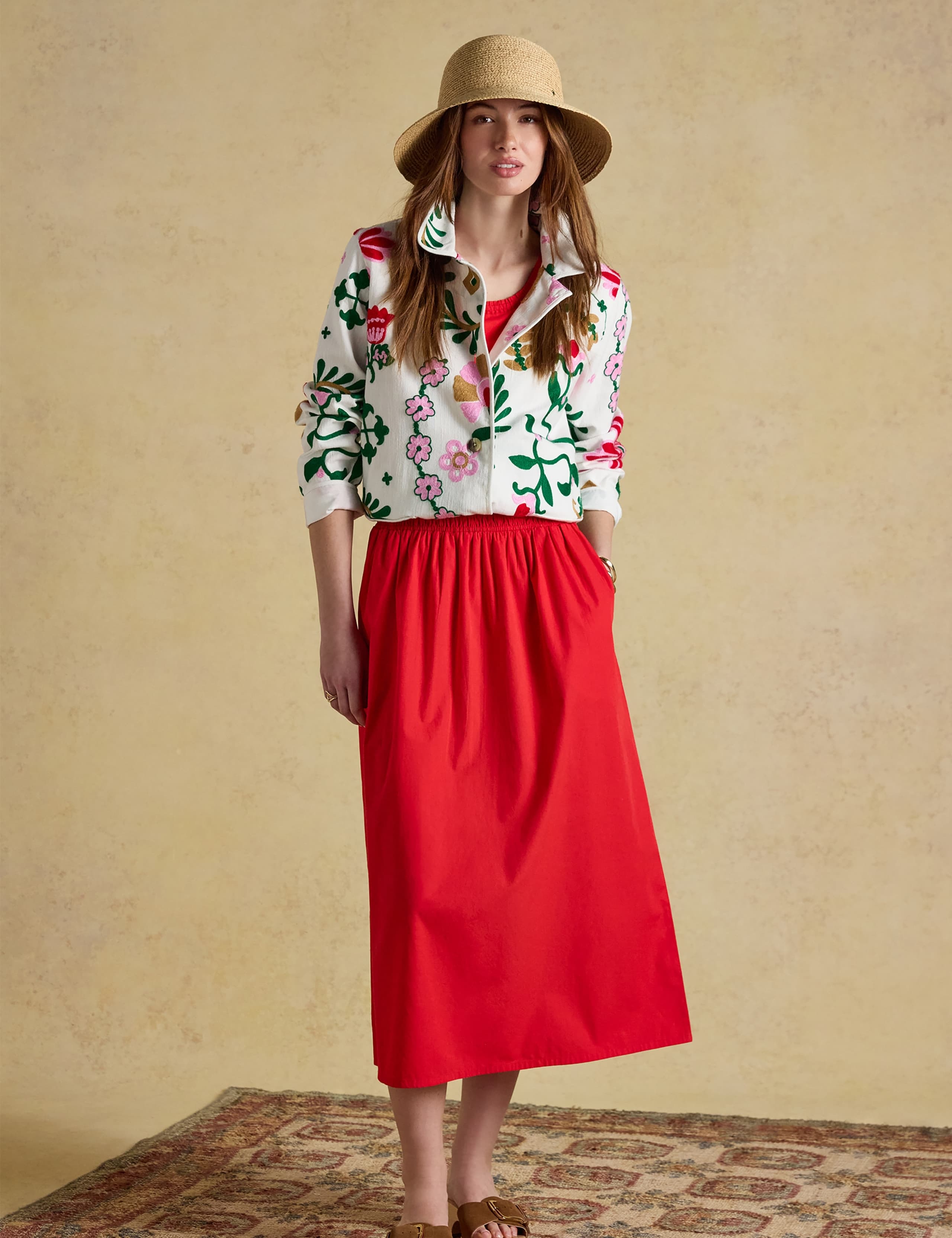 Pure Cotton Midi Waisted Dress 6 of 7