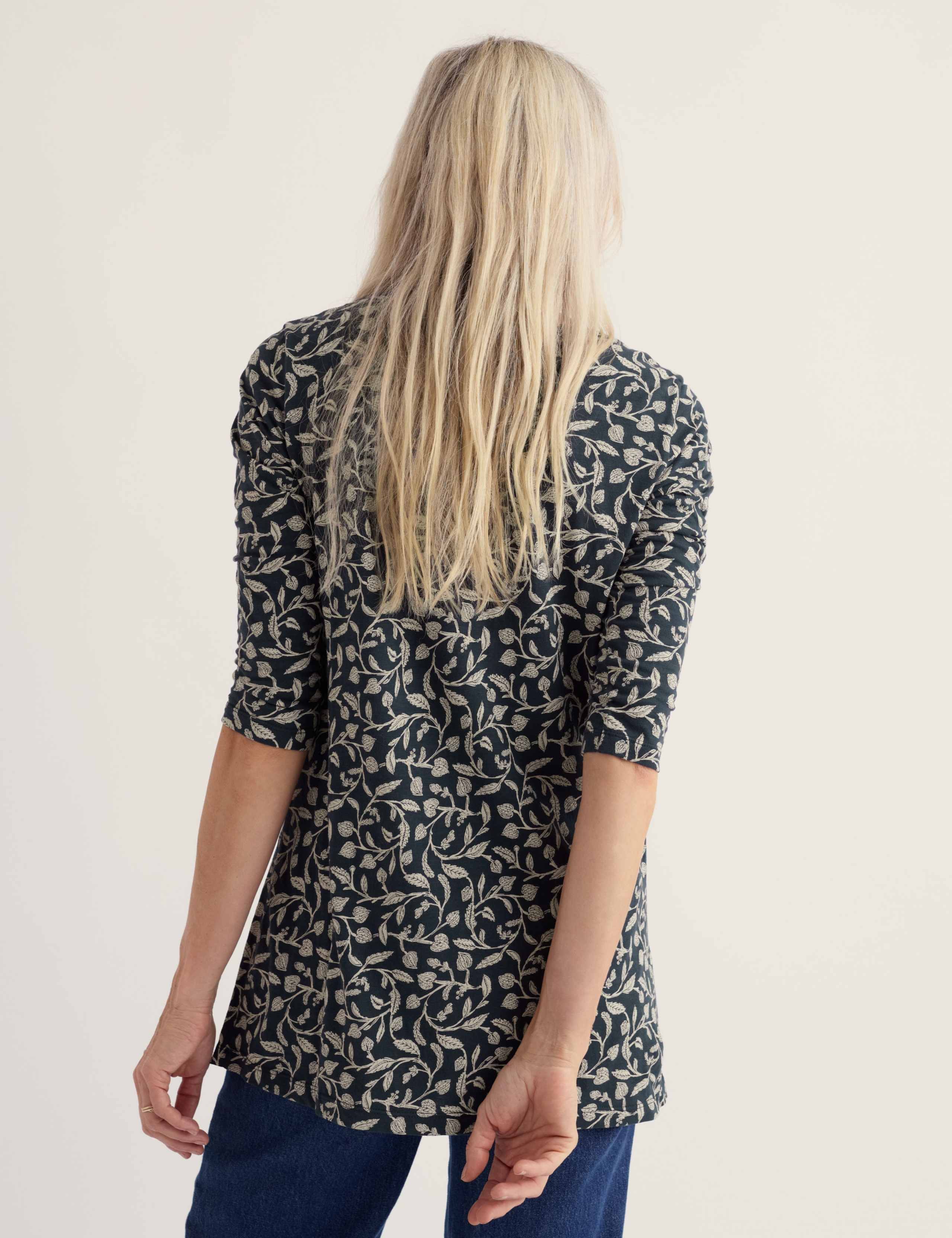 Pure Cotton Printed Cowl Neck Pintuck Tunic 5 of 5
