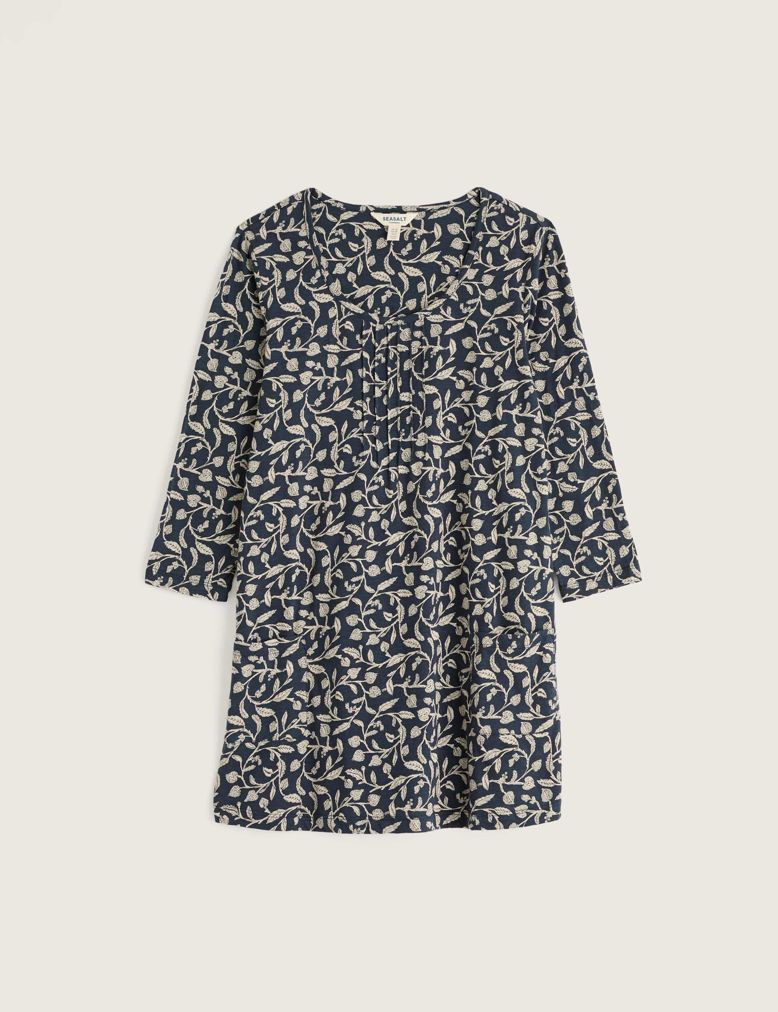 Pure Cotton Printed Cowl Neck Pintuck Tunic 2 of 5