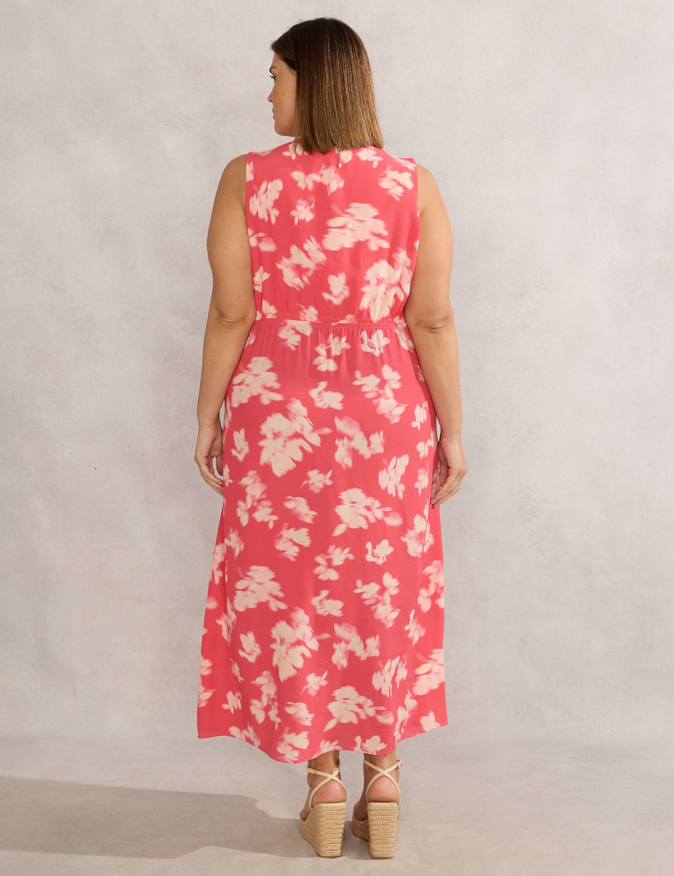Floral V-Neck Midi Tea Dress with Neck Scarf 3 of 4