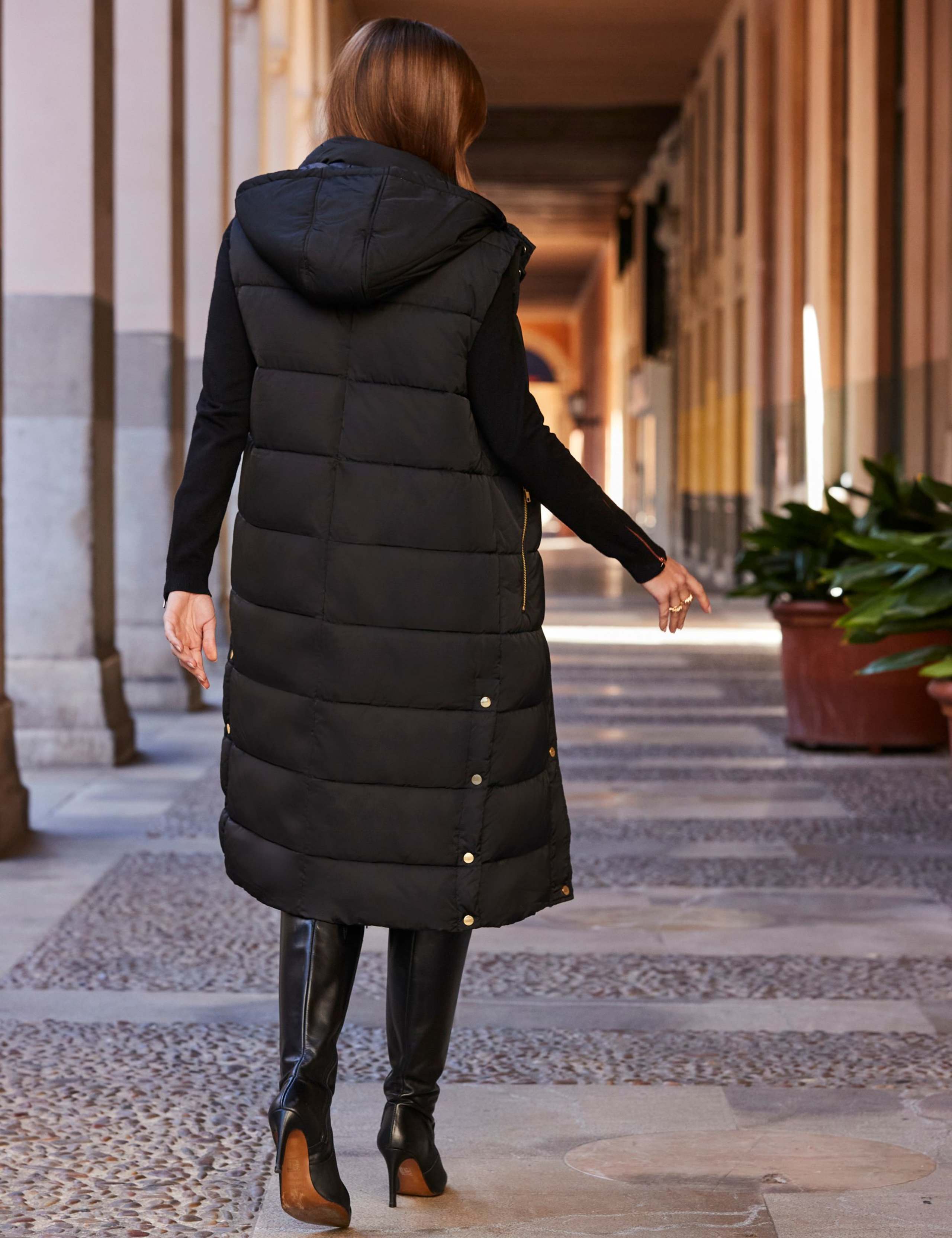 Padded Hooded Longline Gilet 4 of 7