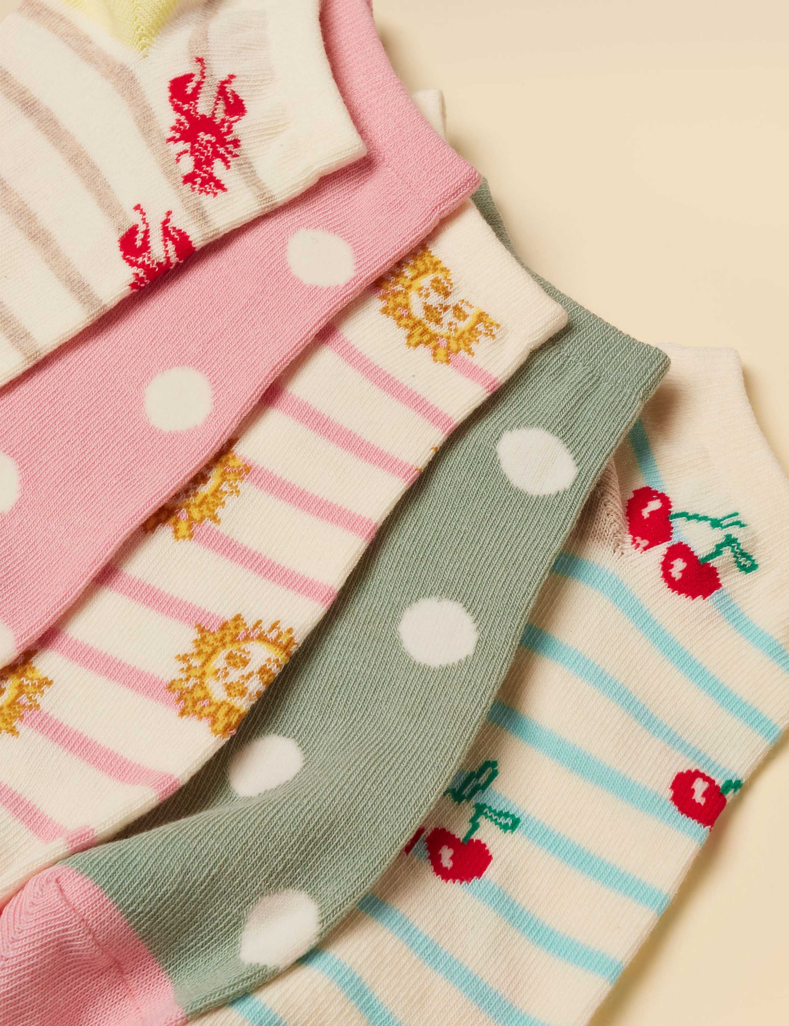 5 Pack Cotton Rich Patterned Trainer Socks 3 of 3