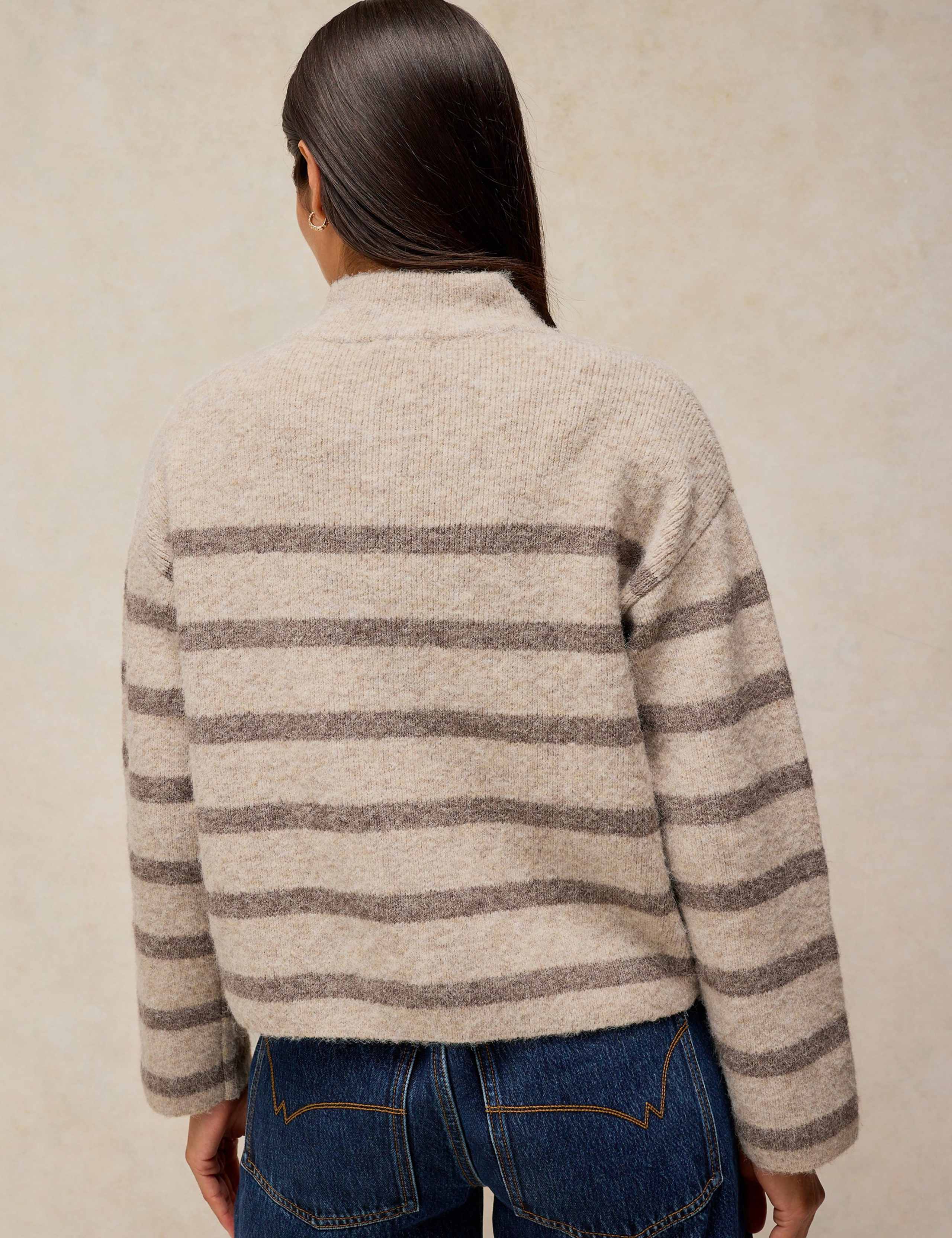 Striped Funnel Neck Cardigan 3 of 6