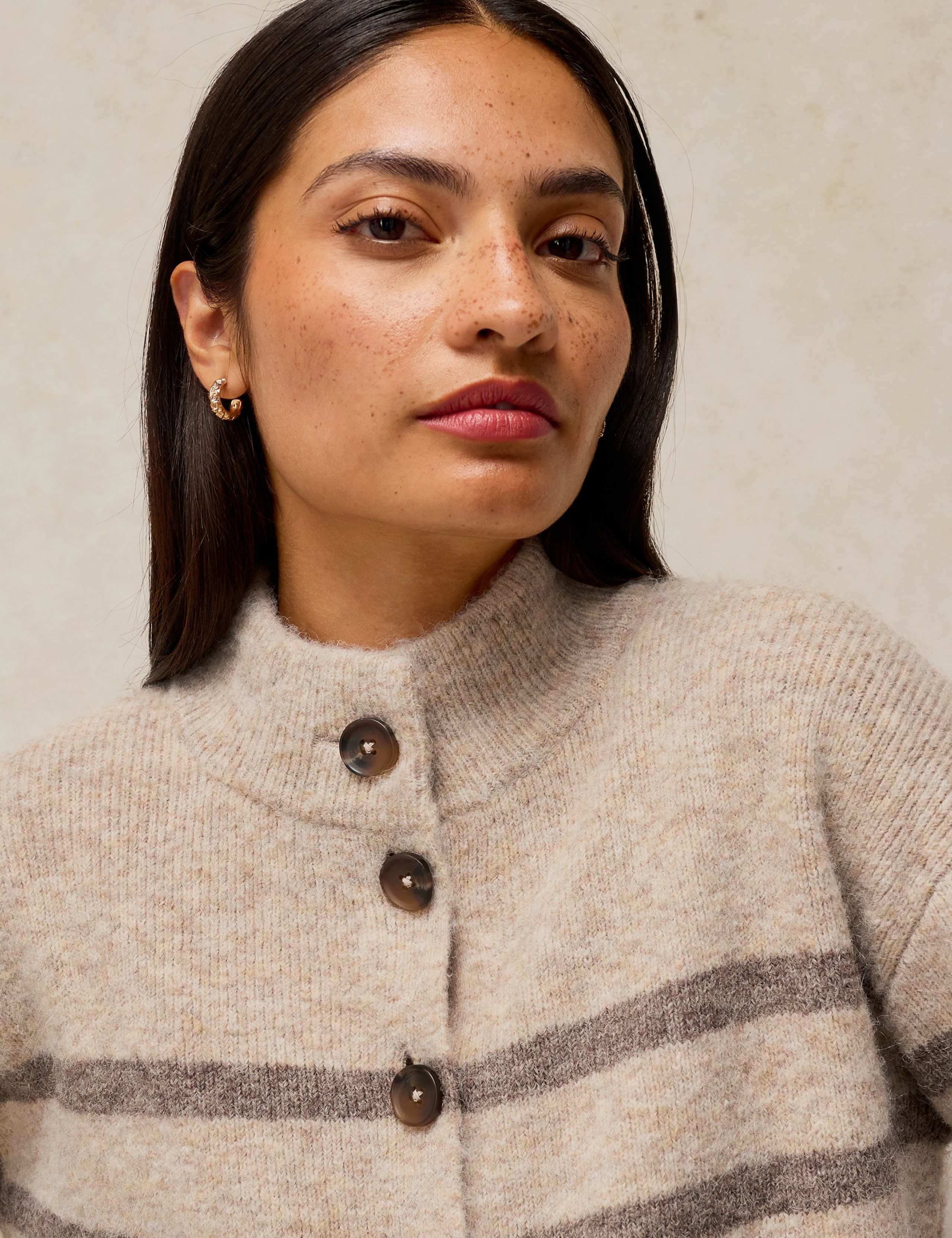 Striped Funnel Neck Cardigan 4 of 6