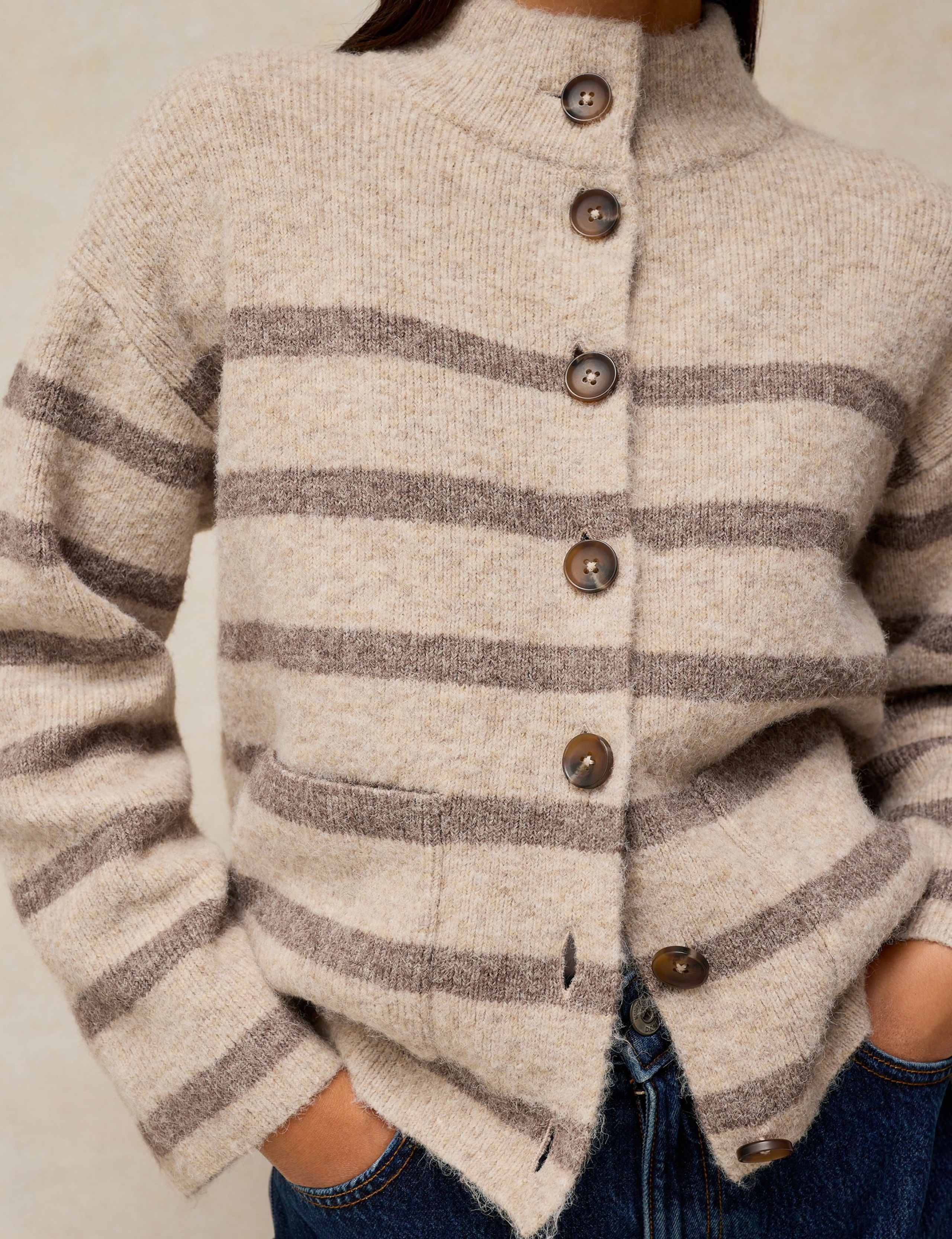Striped Funnel Neck Cardigan 5 of 6