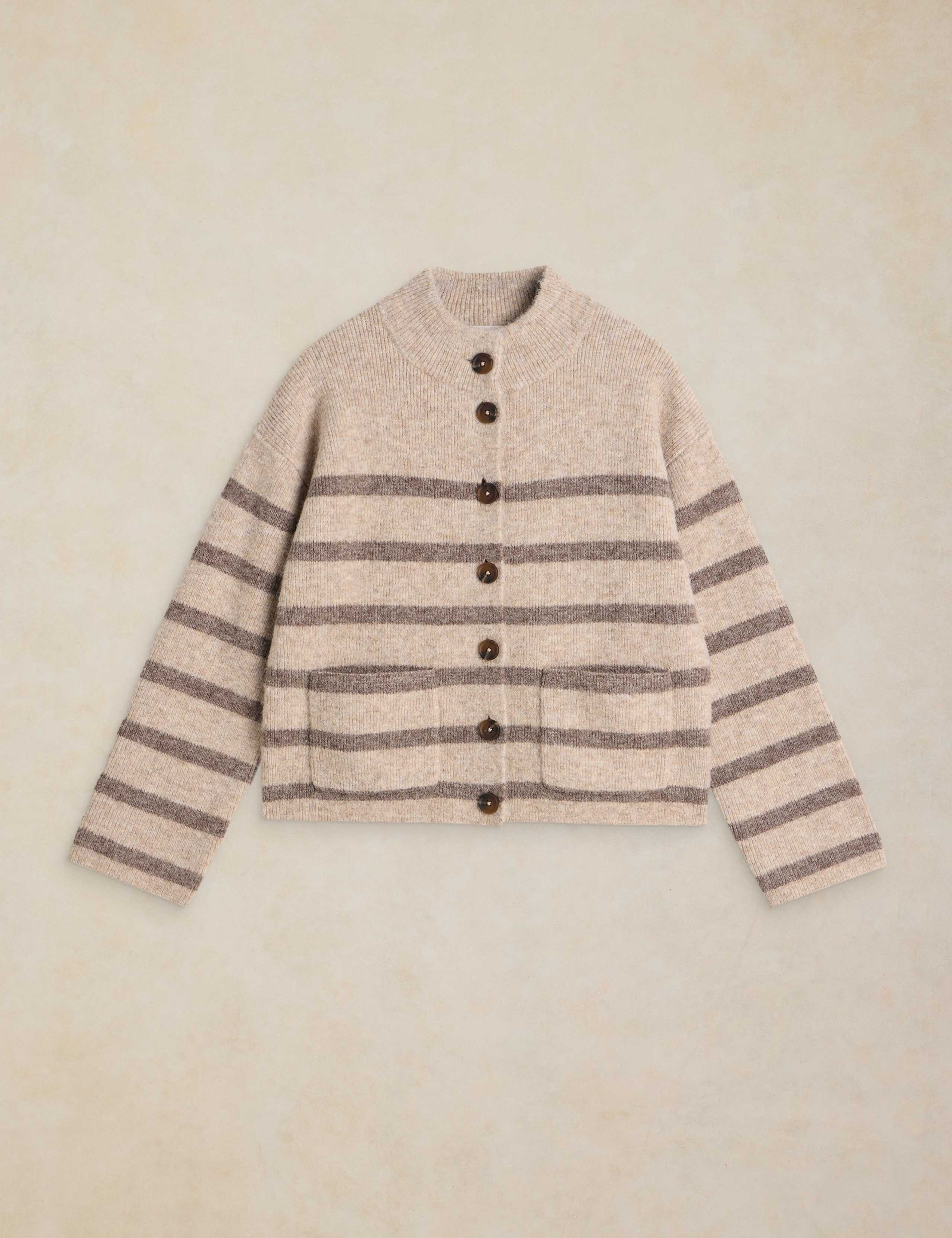 Striped Funnel Neck Cardigan 2 of 6