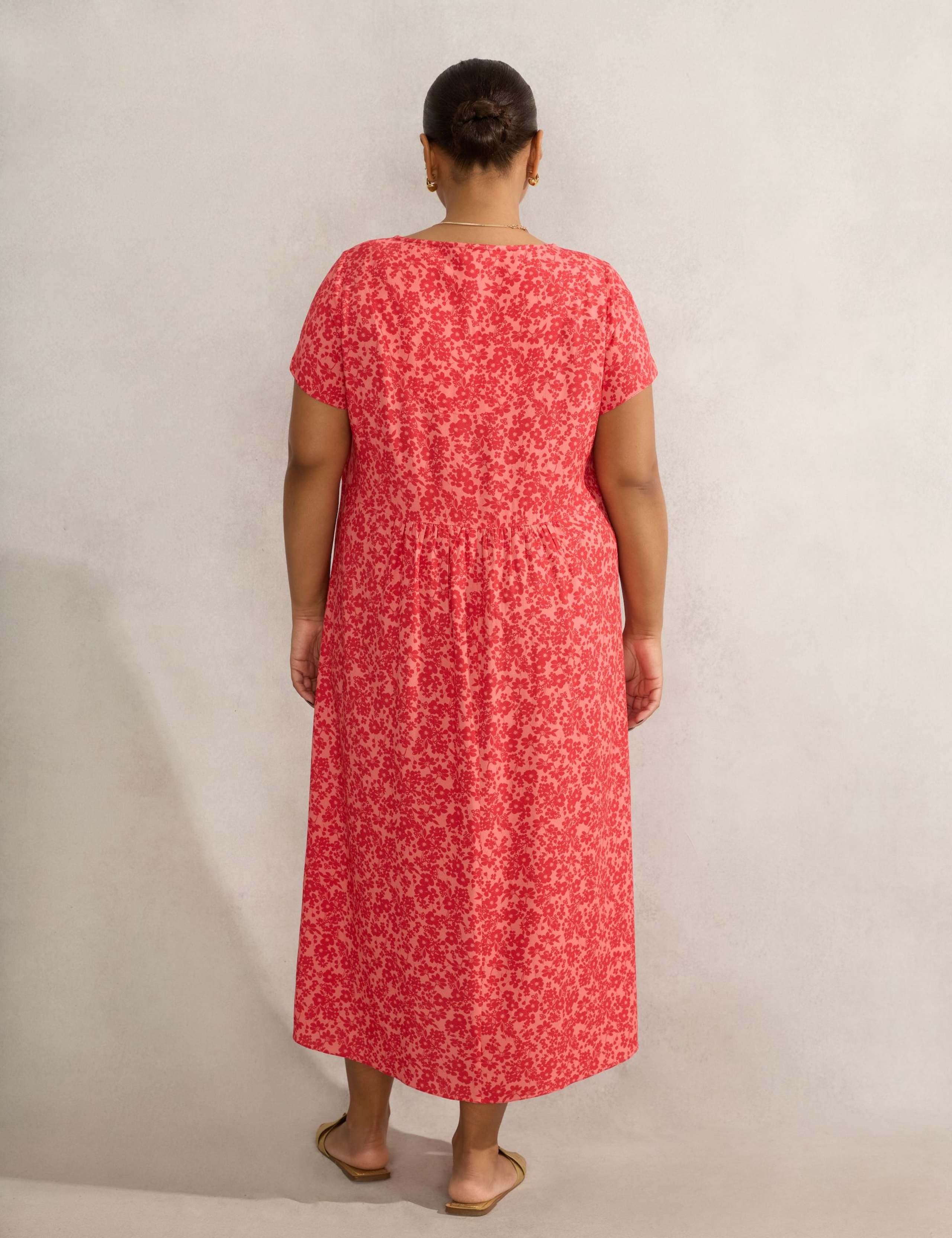 Pure Cotton Floral Midi Tea Dress 2 of 4