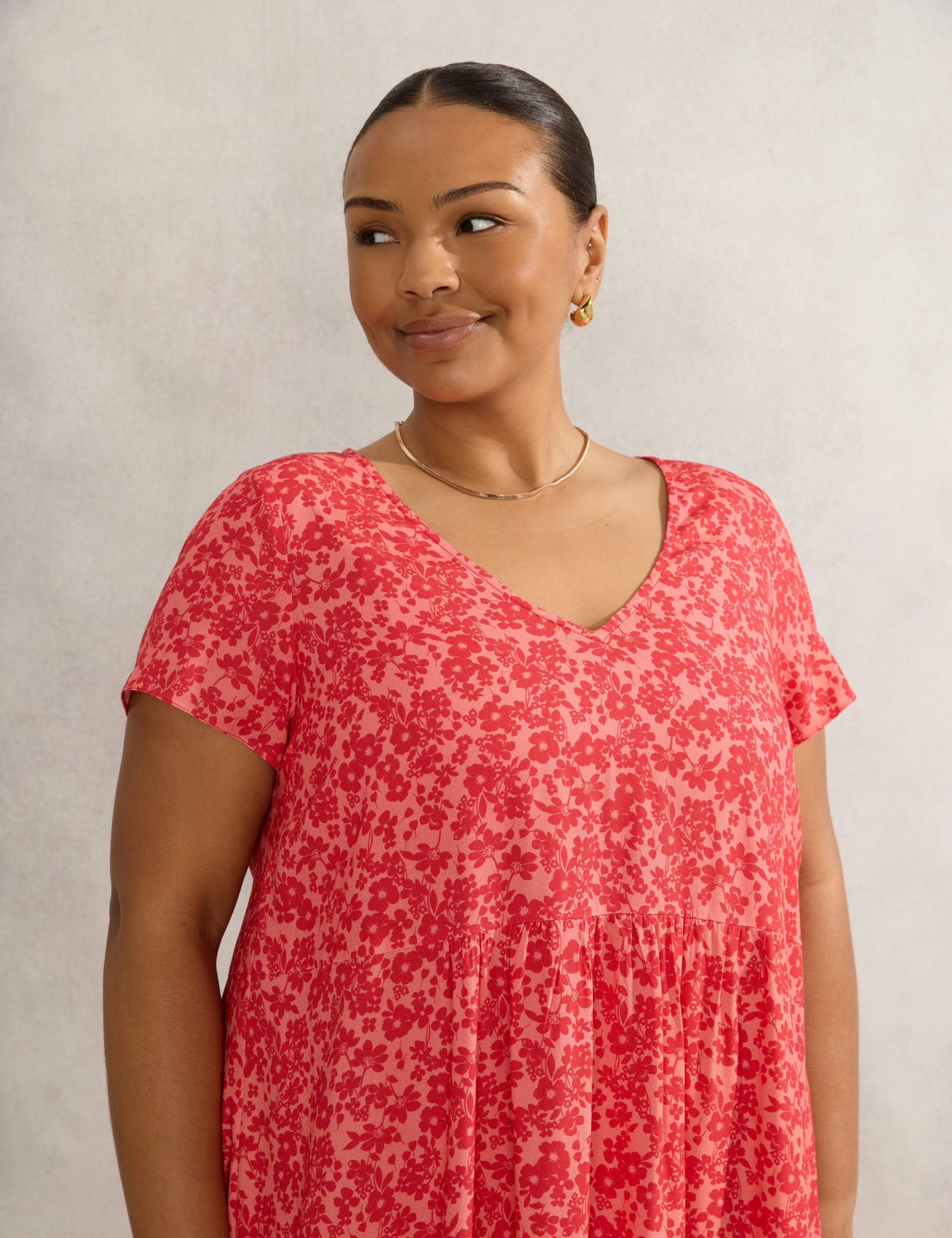 Pure Cotton Floral Midi Tea Dress 4 of 4