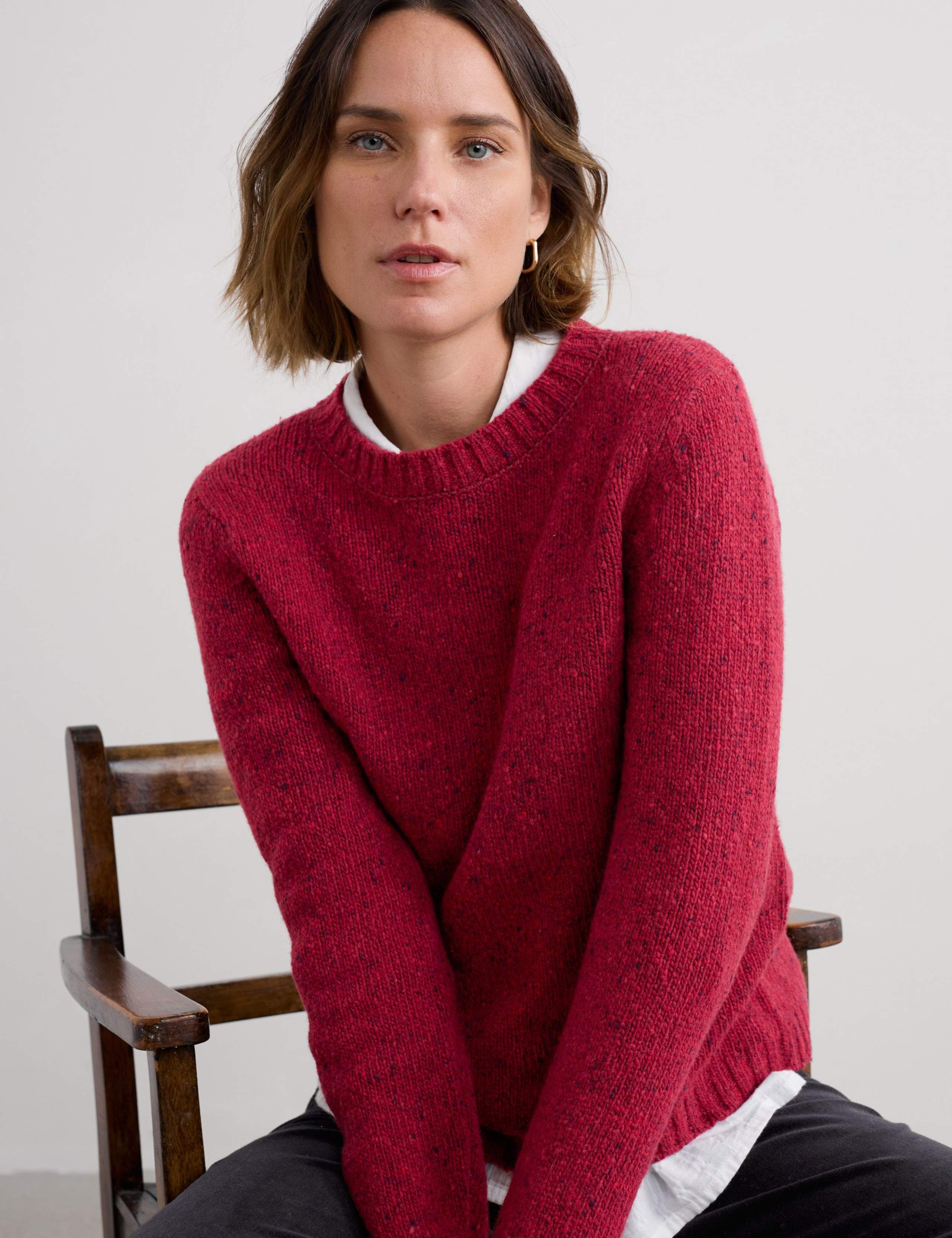 Merino Wool Rich Textured Crew Neck Jumper 4 of 5