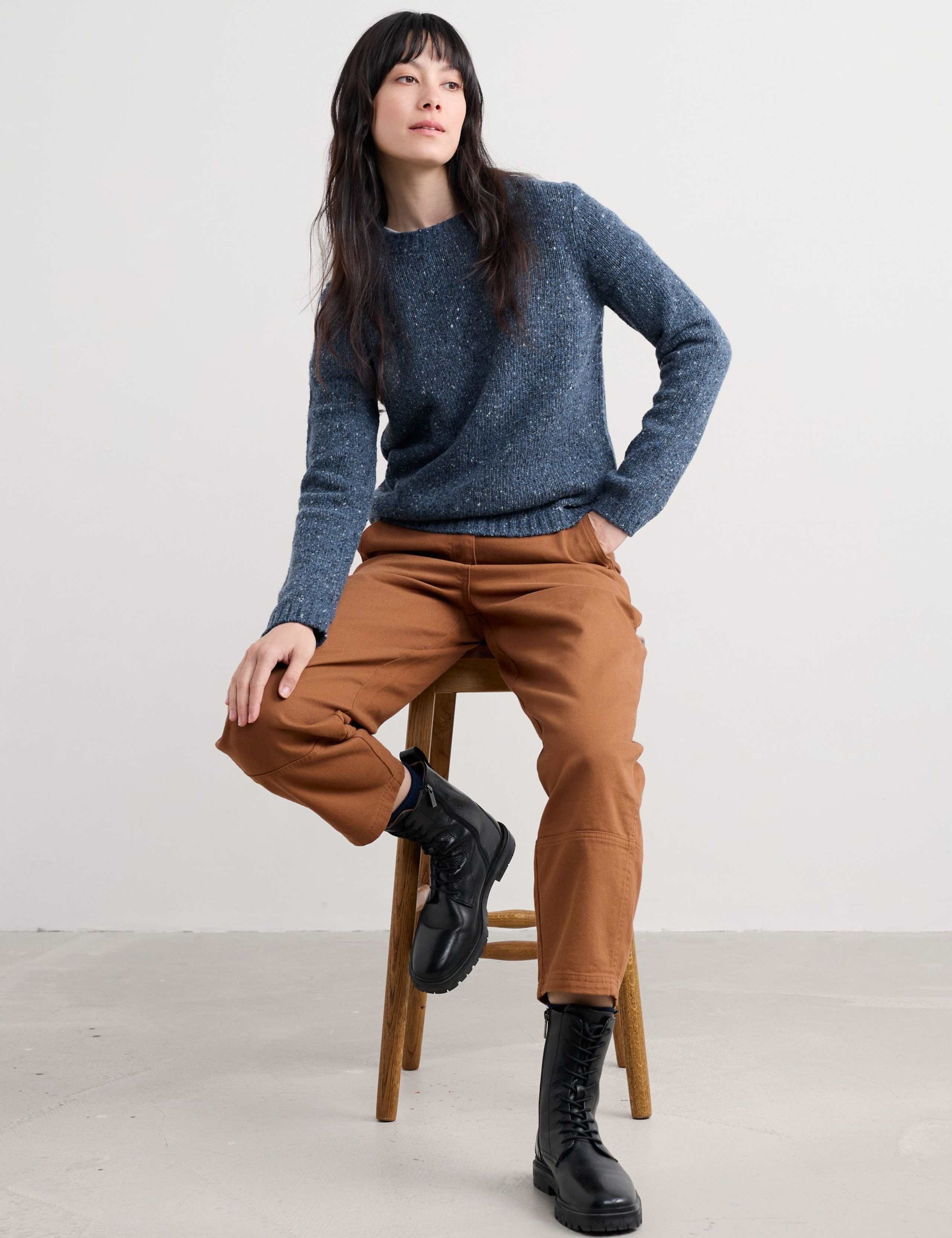 Merino Wool Rich Textured Crew Neck Jumper 4 of 5