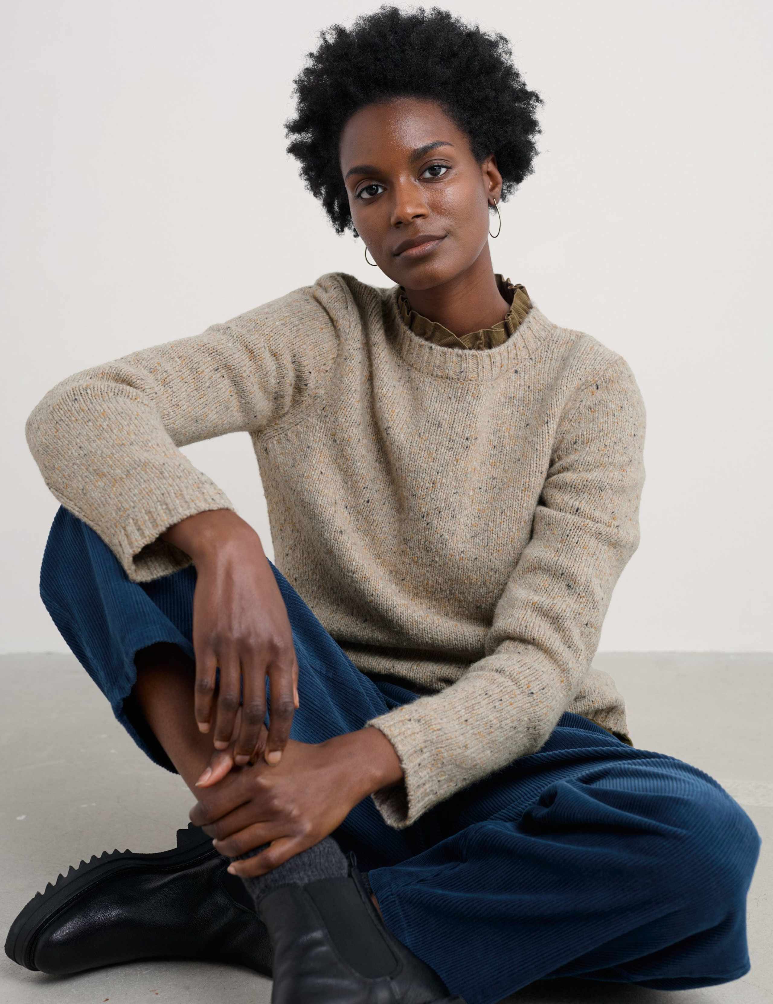 Merino Wool Rich Textured Crew Neck Jumper 4 of 5
