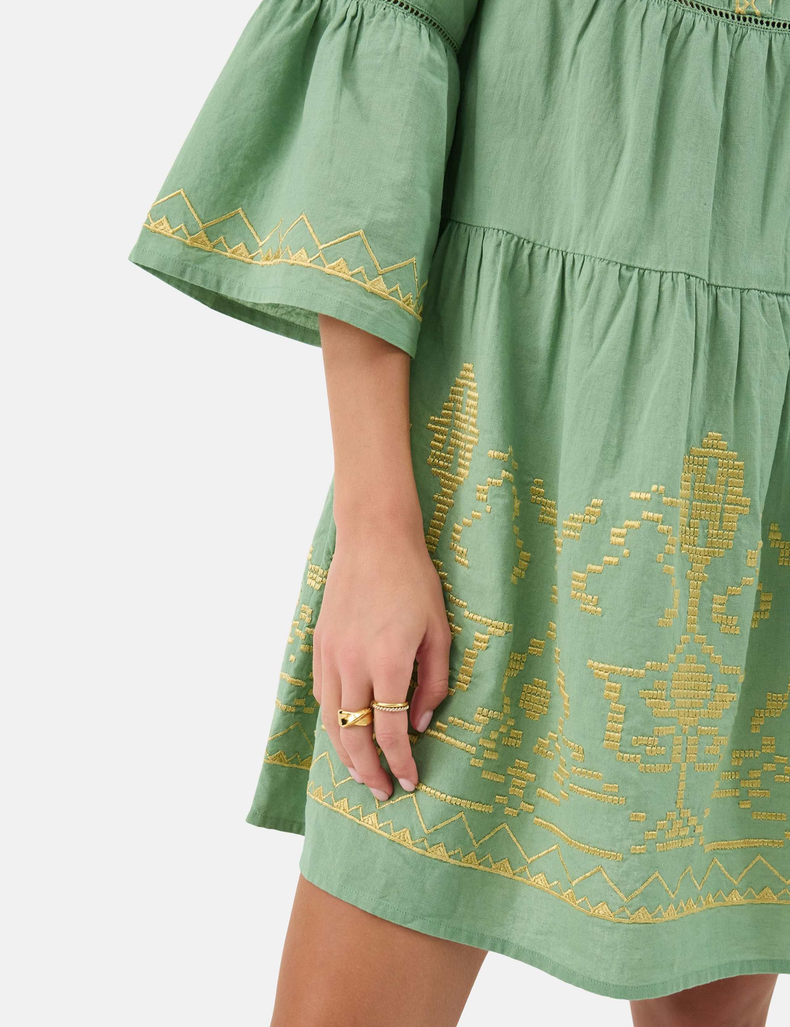 Cotton Rich Embroidered Notch Neck Dress 5 of 5