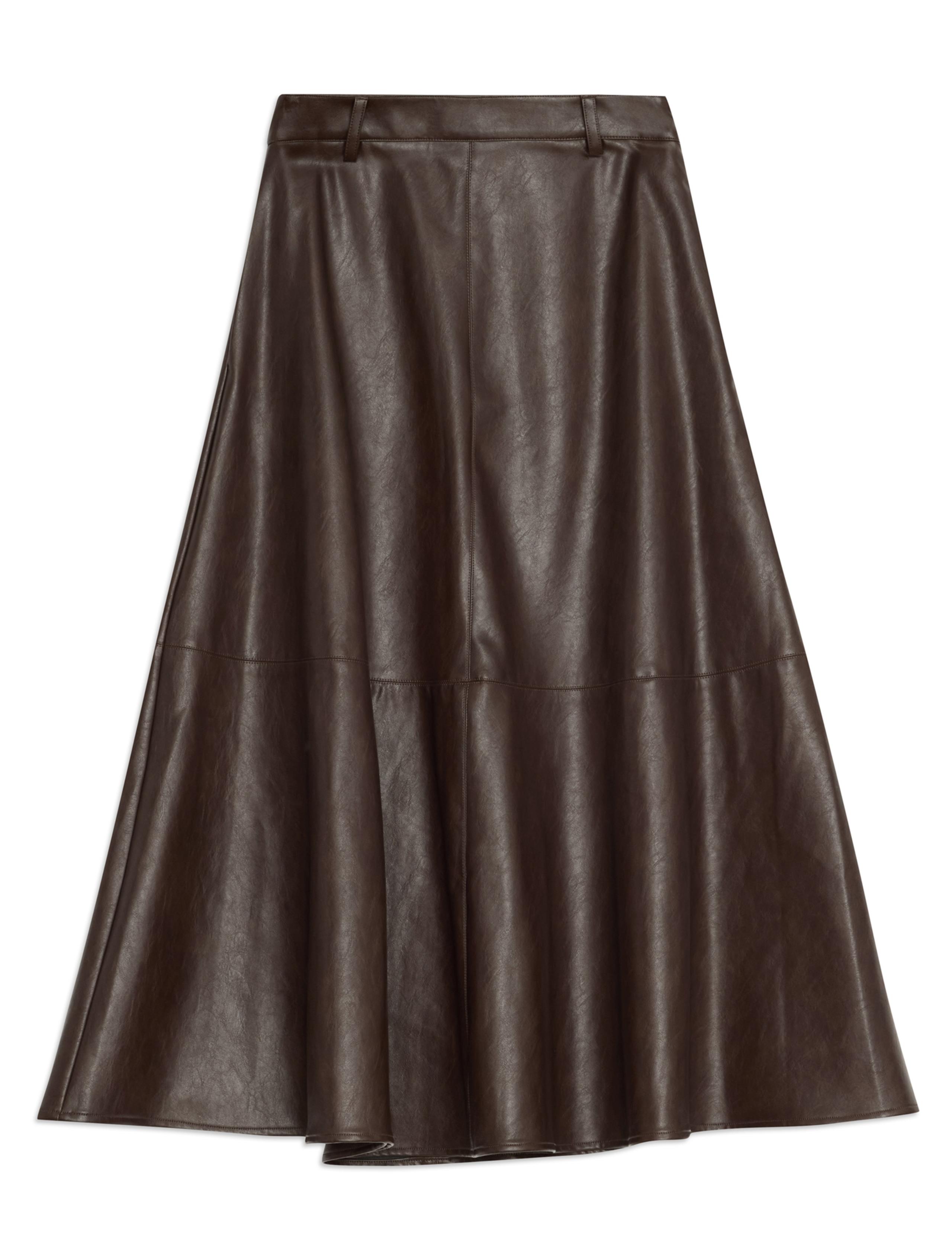 Leather Look Midi A-Line Skirt 2 of 5