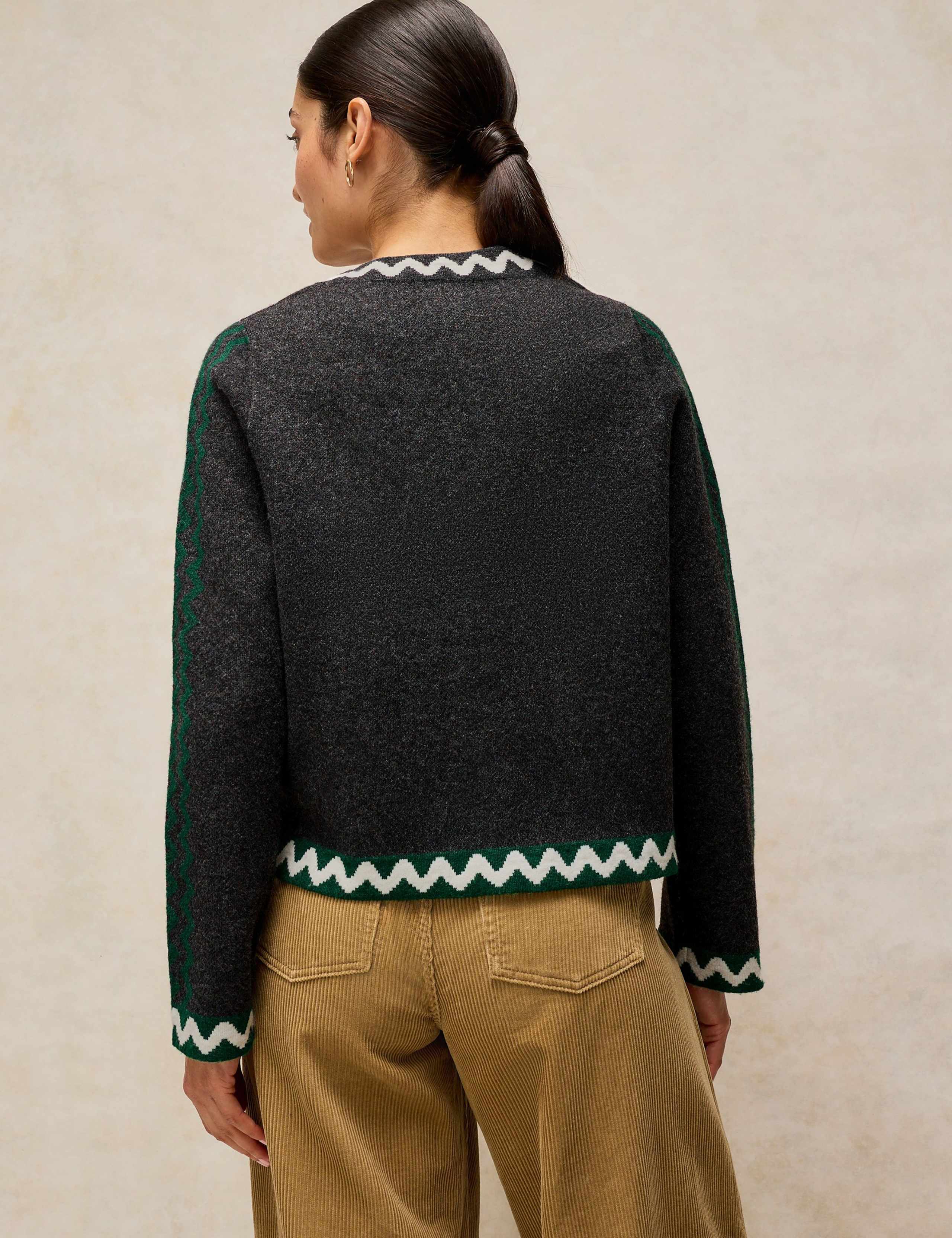 Patterned Crew Neck Knitted Jacket 4 of 7