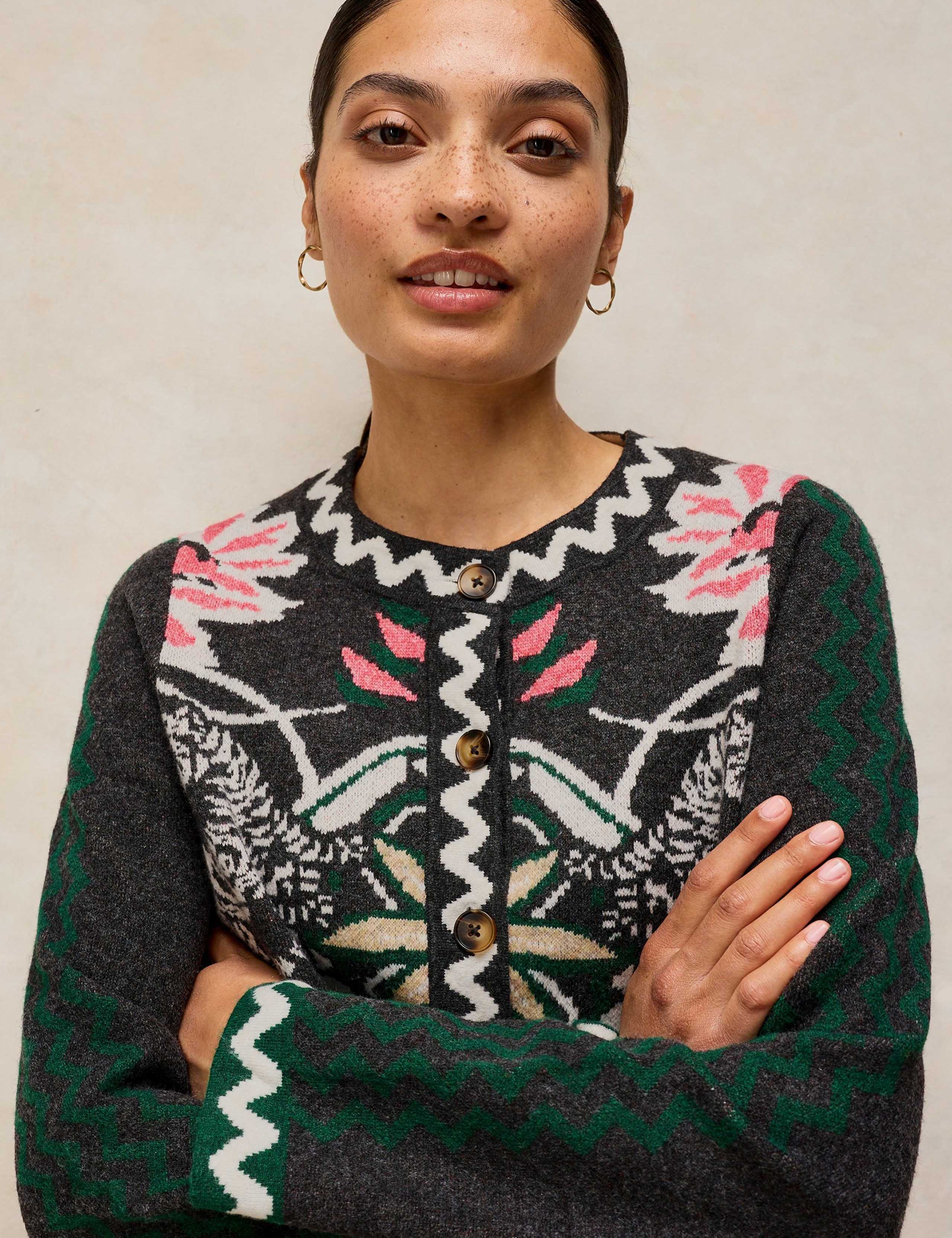 Patterned Crew Neck Knitted Jacket 5 of 7