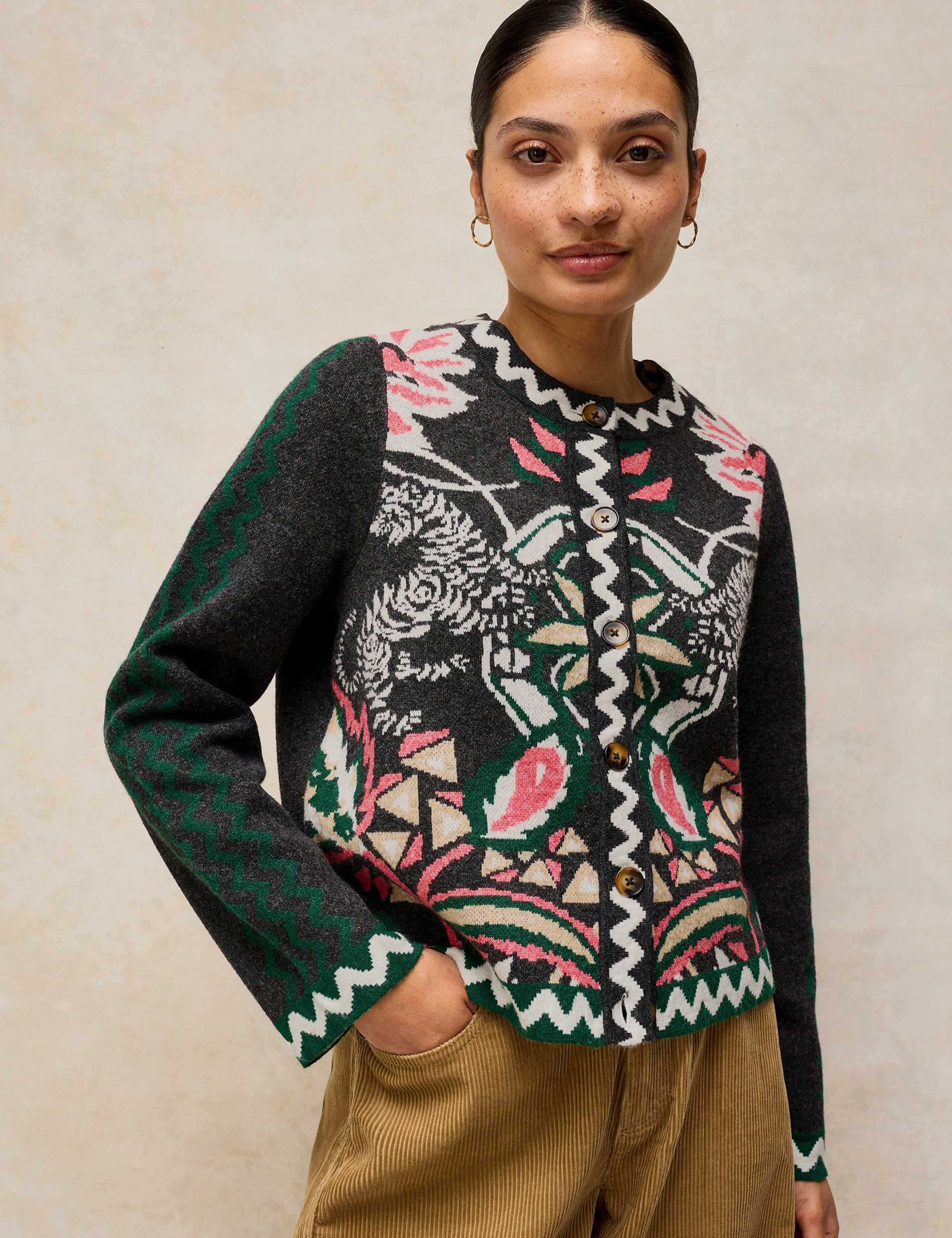 Patterned Crew Neck Knitted Jacket 7 of 7