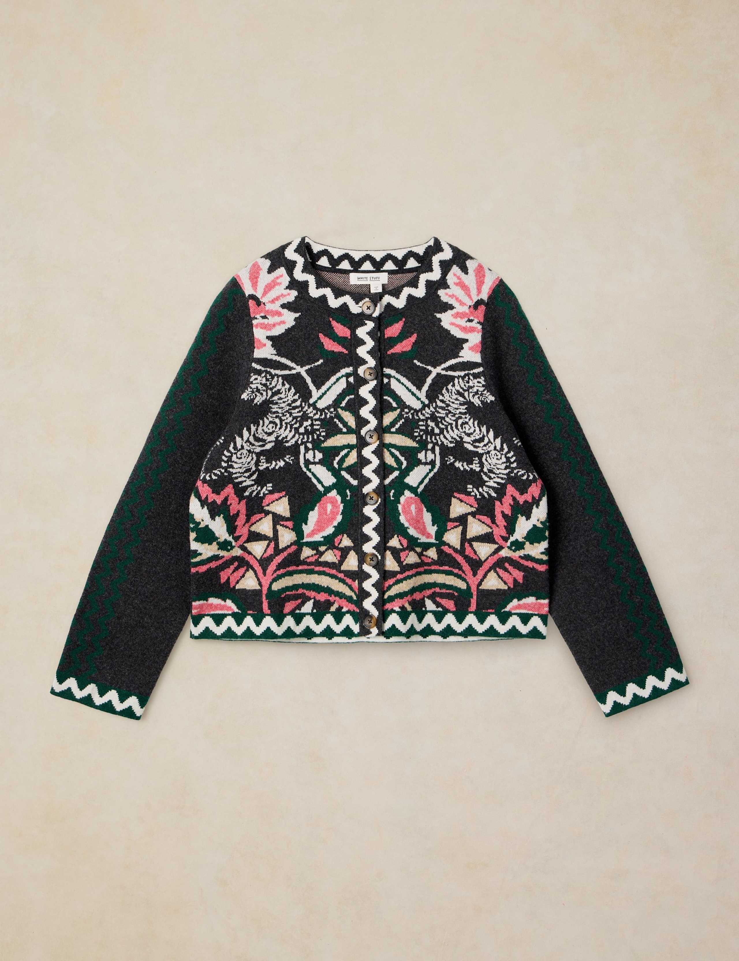 Patterned Crew Neck Knitted Jacket 2 of 7