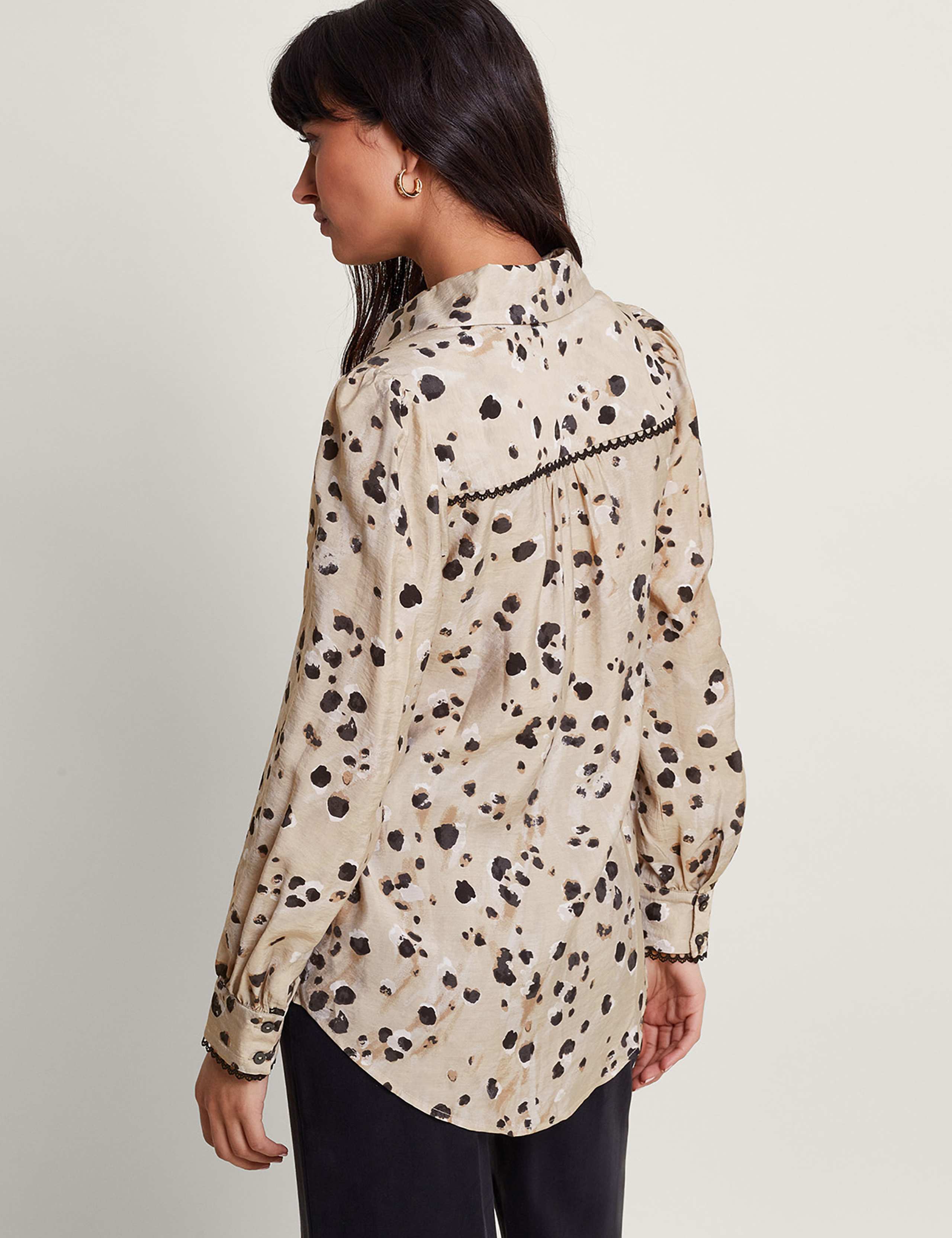 Satin Animal Print Collared Blouse 2 of 4