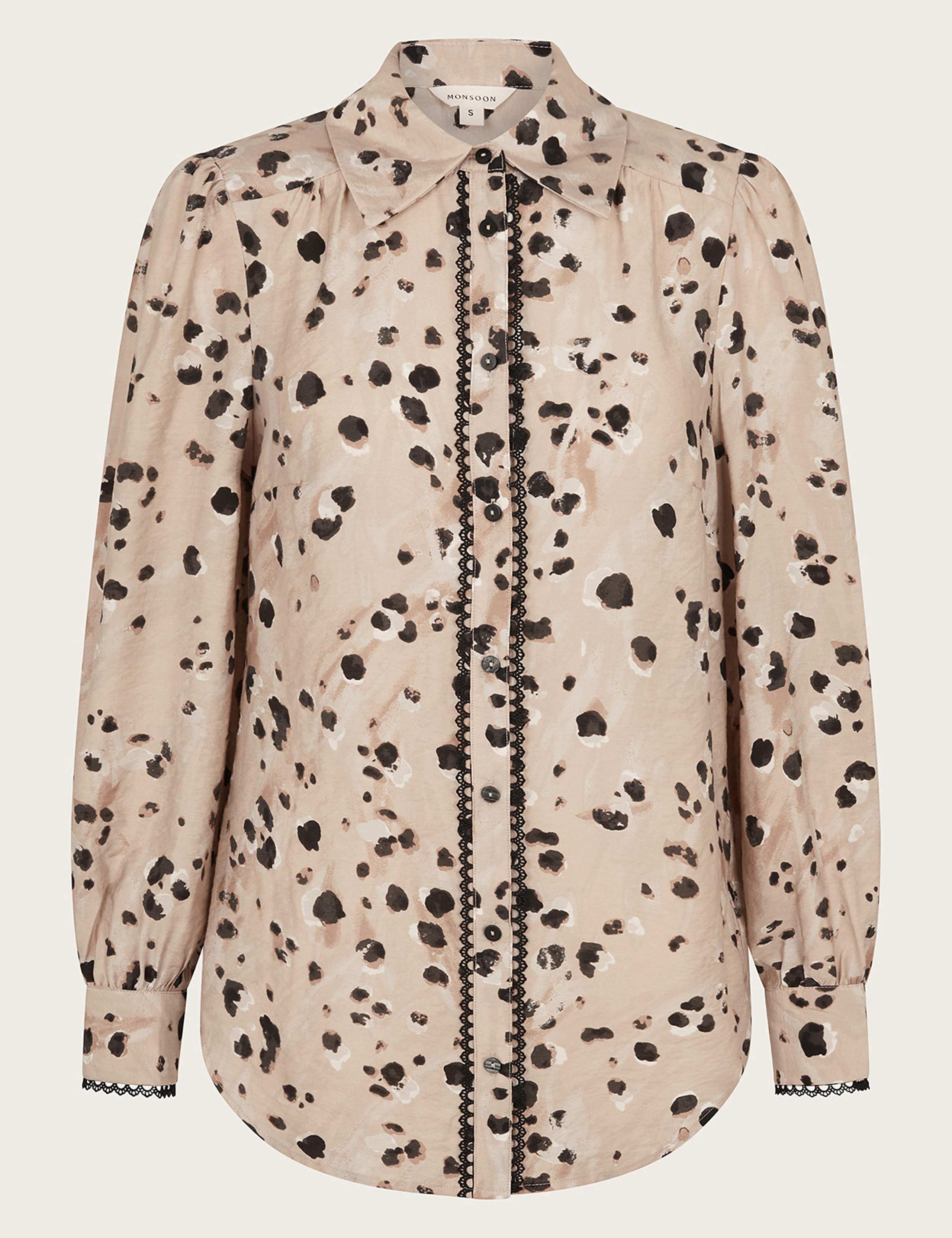 Satin Animal Print Collared Blouse 1 of 4