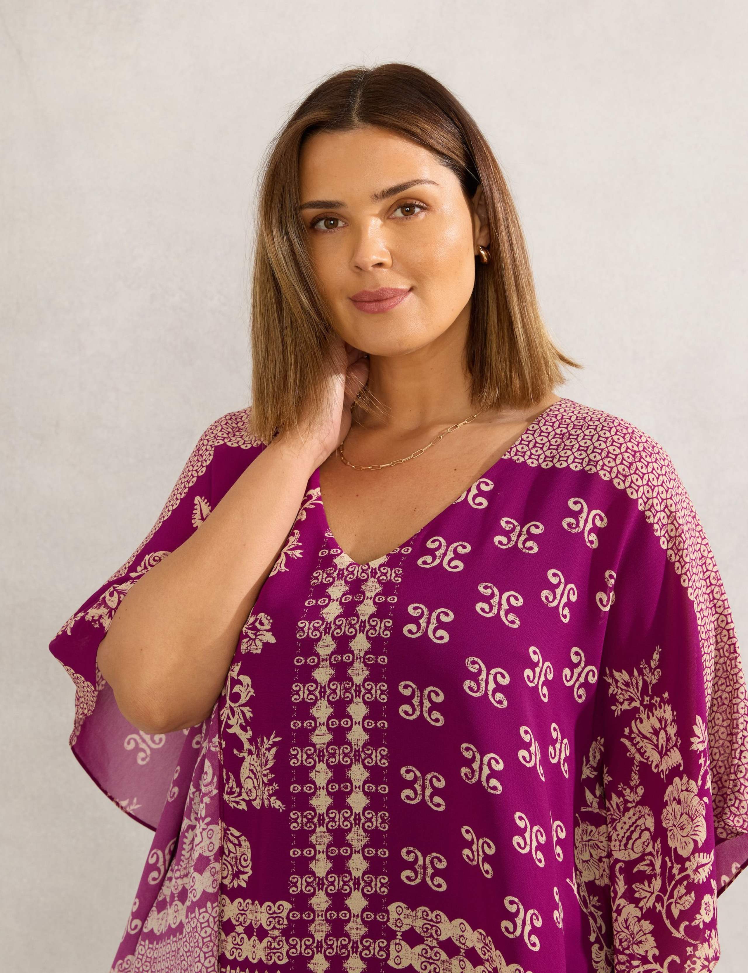 Chiffon Printed V-Neck Blouse 3 of 6