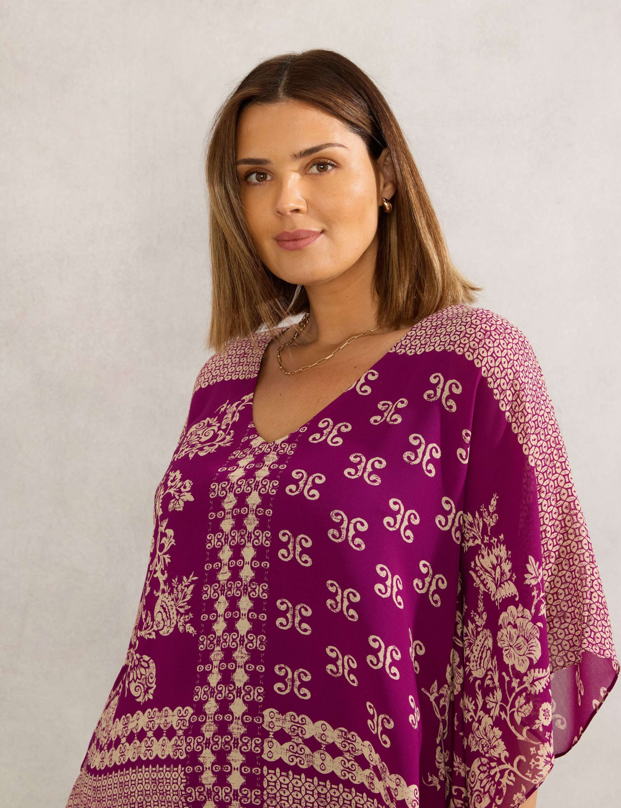 Chiffon Printed V-Neck Blouse 4 of 6