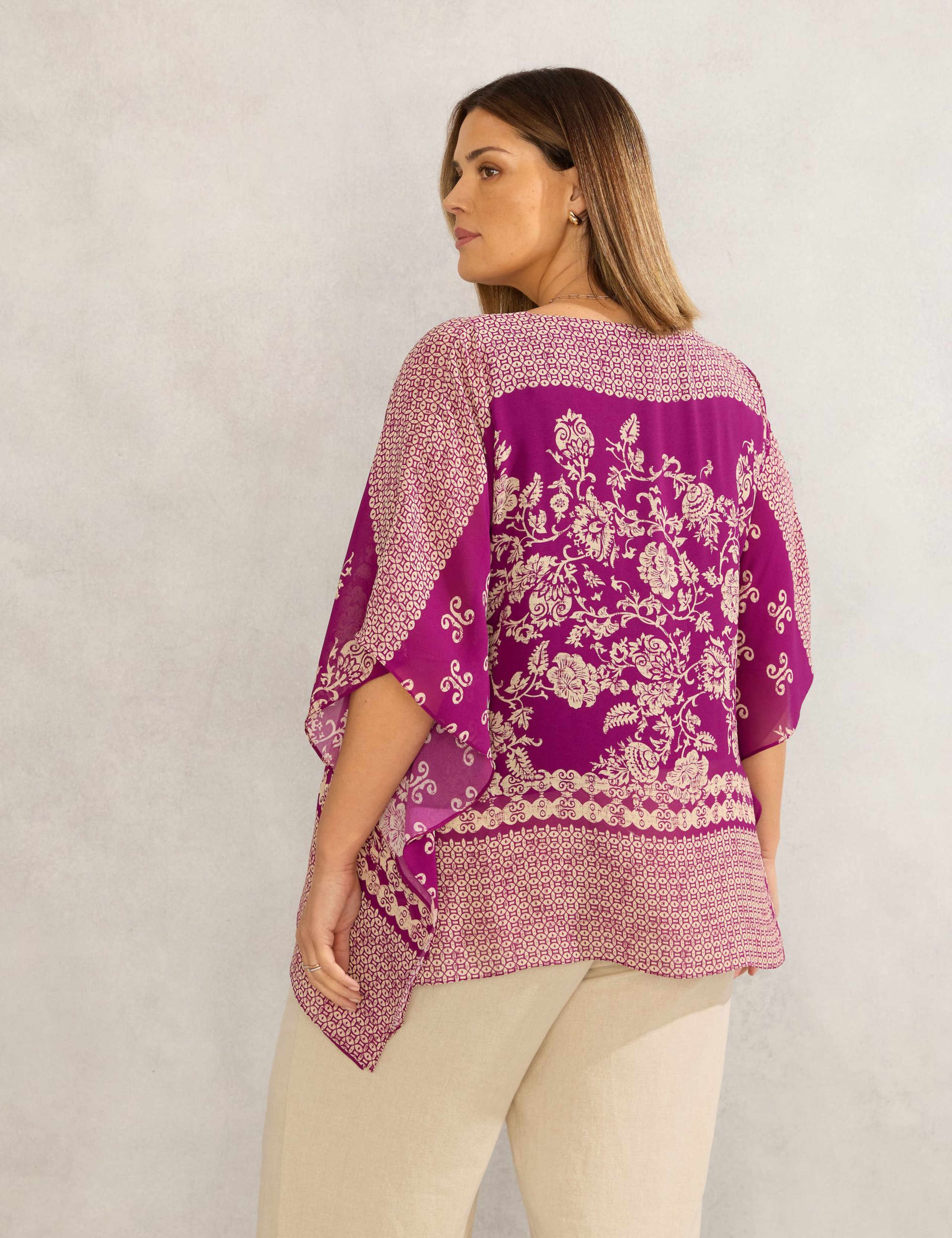 Chiffon Printed V-Neck Blouse 5 of 6