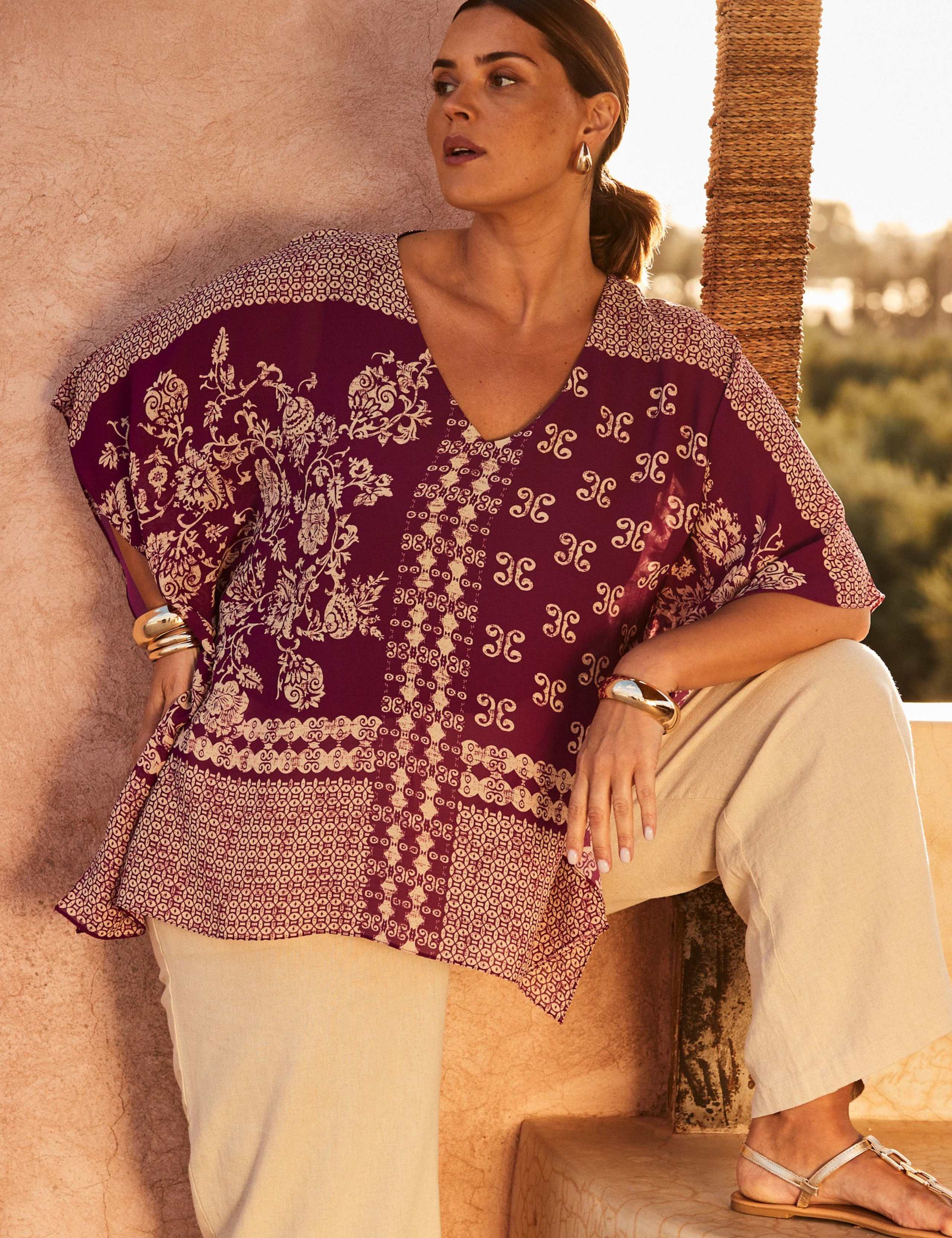 Chiffon Printed V-Neck Blouse 6 of 6