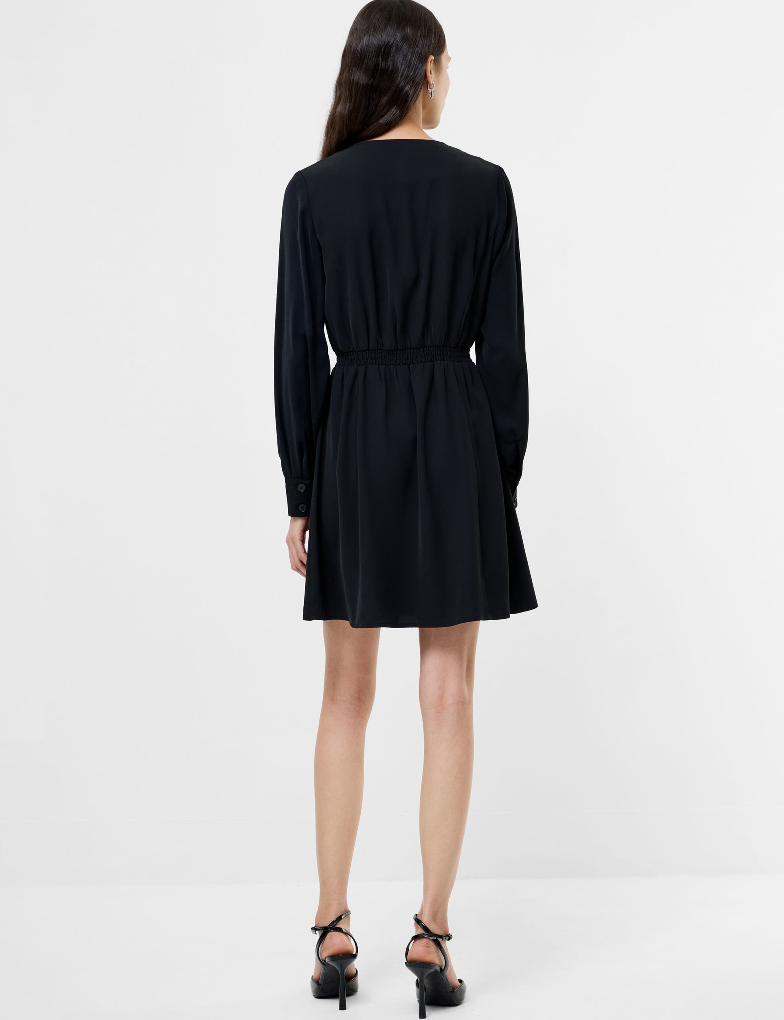 Crepe Button Front Mini Tailored Dress 3 of 3