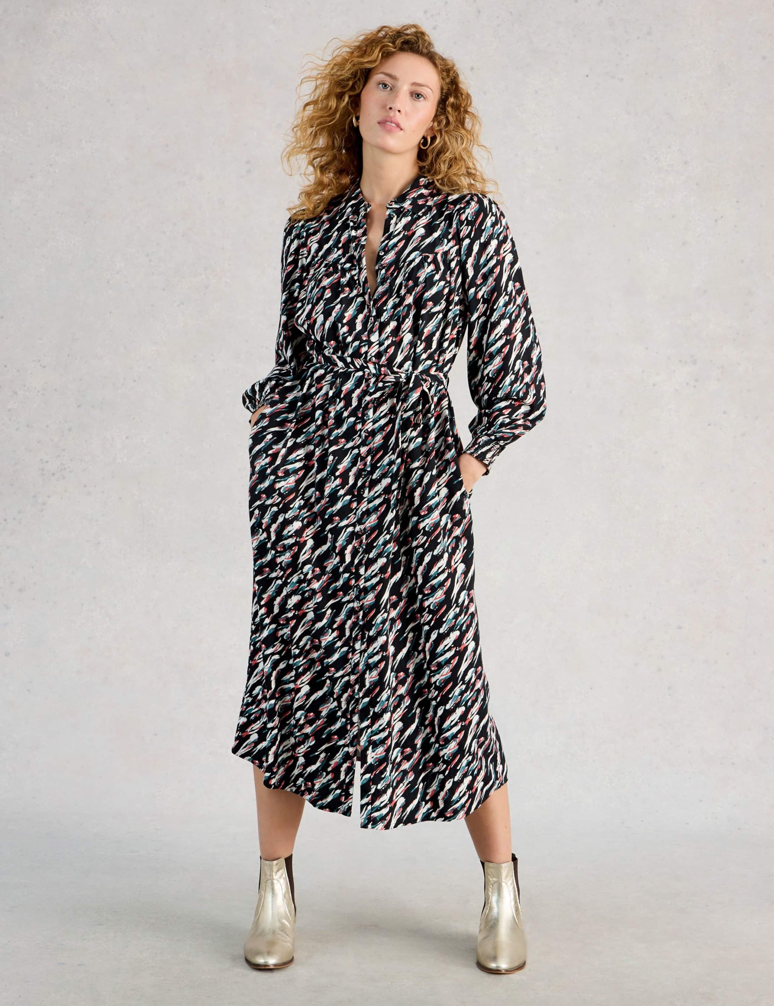 Patterned Midi Shirt Dress 1 of 6
