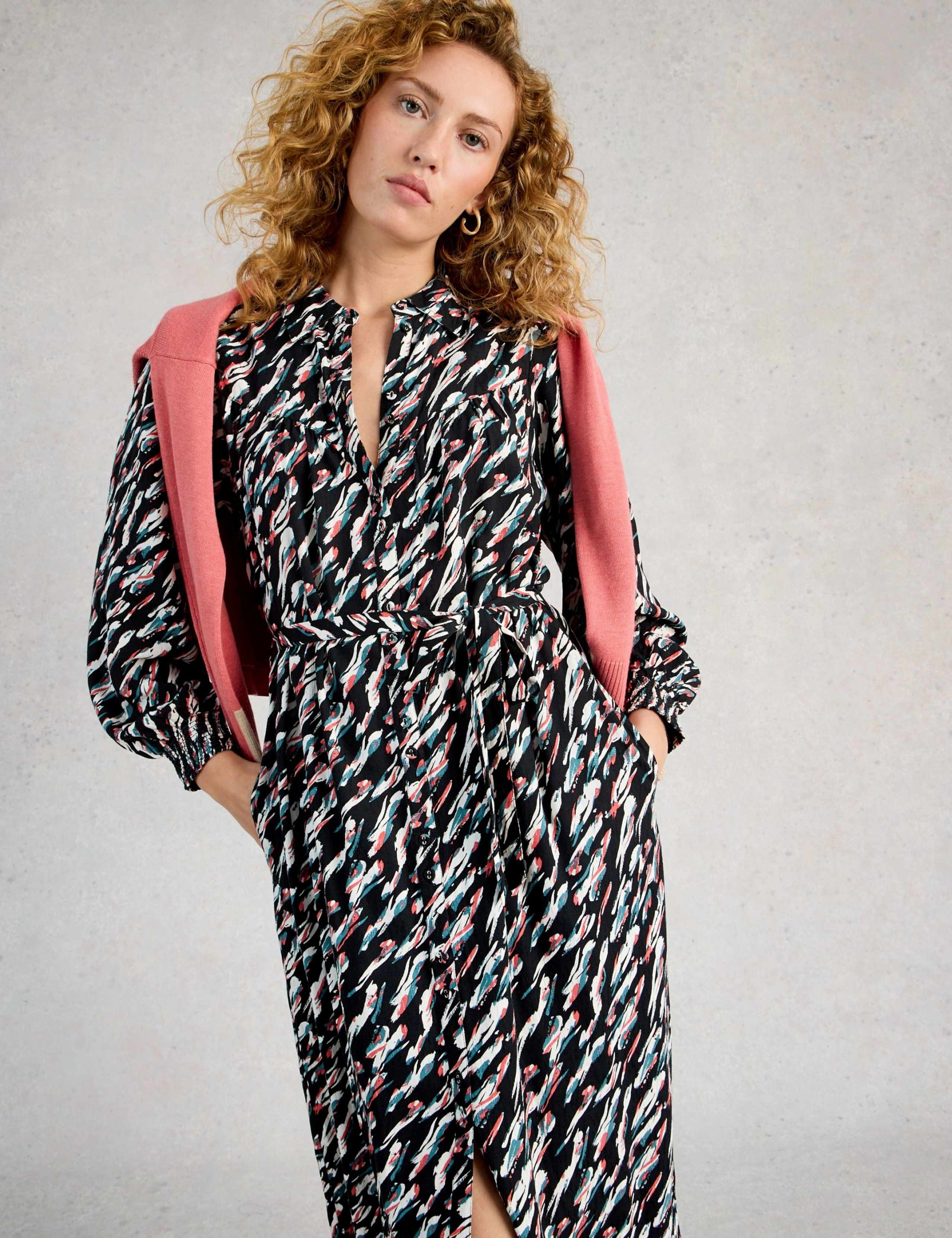 Patterned Midi Shirt Dress 3 of 6