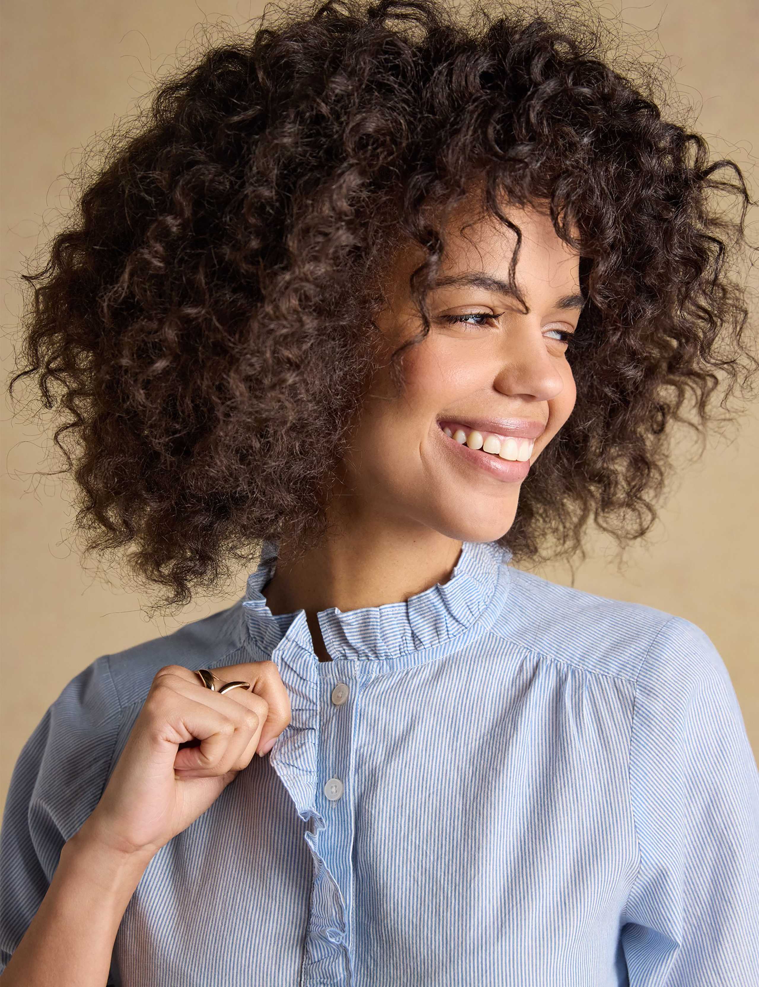 Pure Cotton Striped Frill Detail Blouse 5 of 6