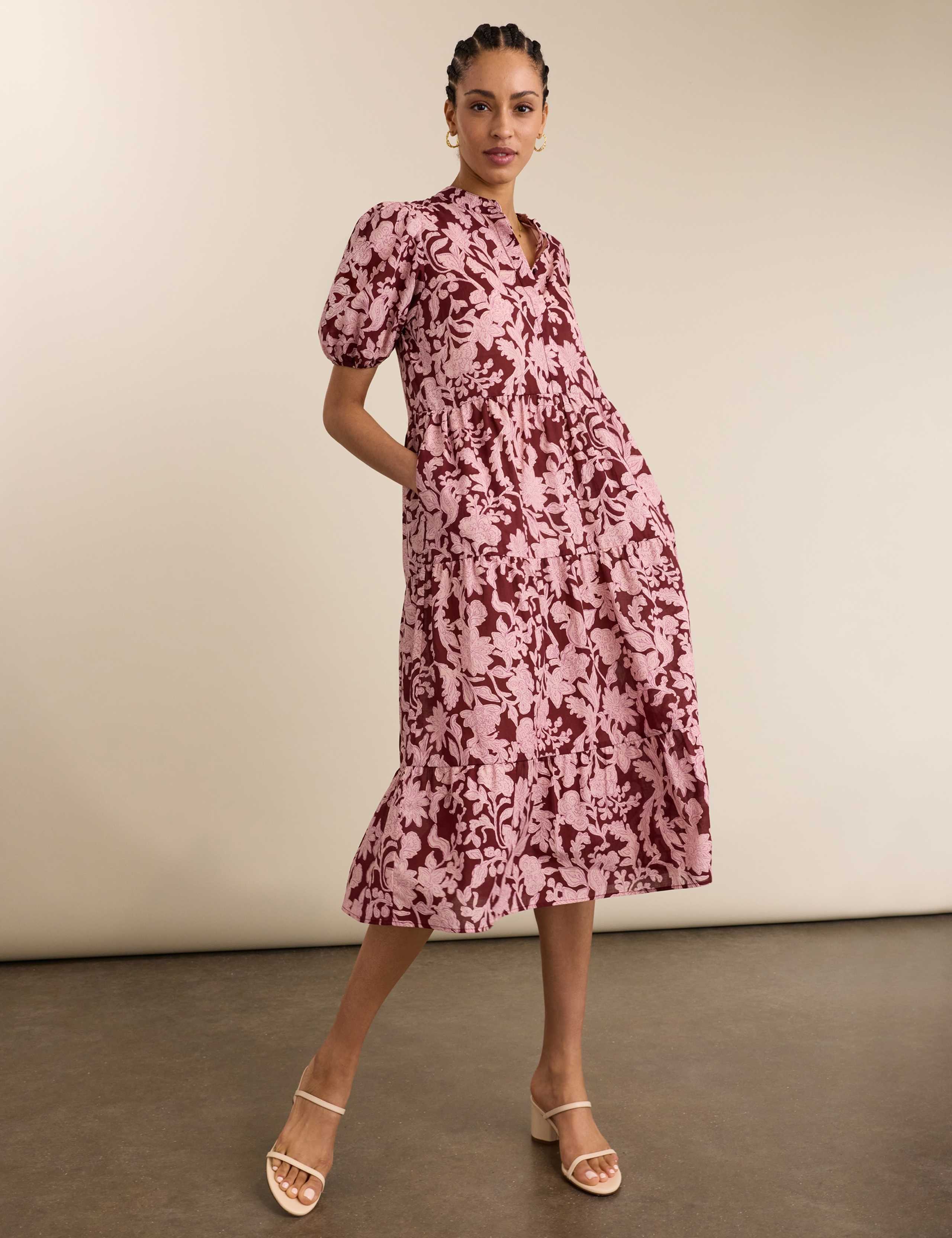 Pure Cotton Floral Midi Smock Dress 3 of 4