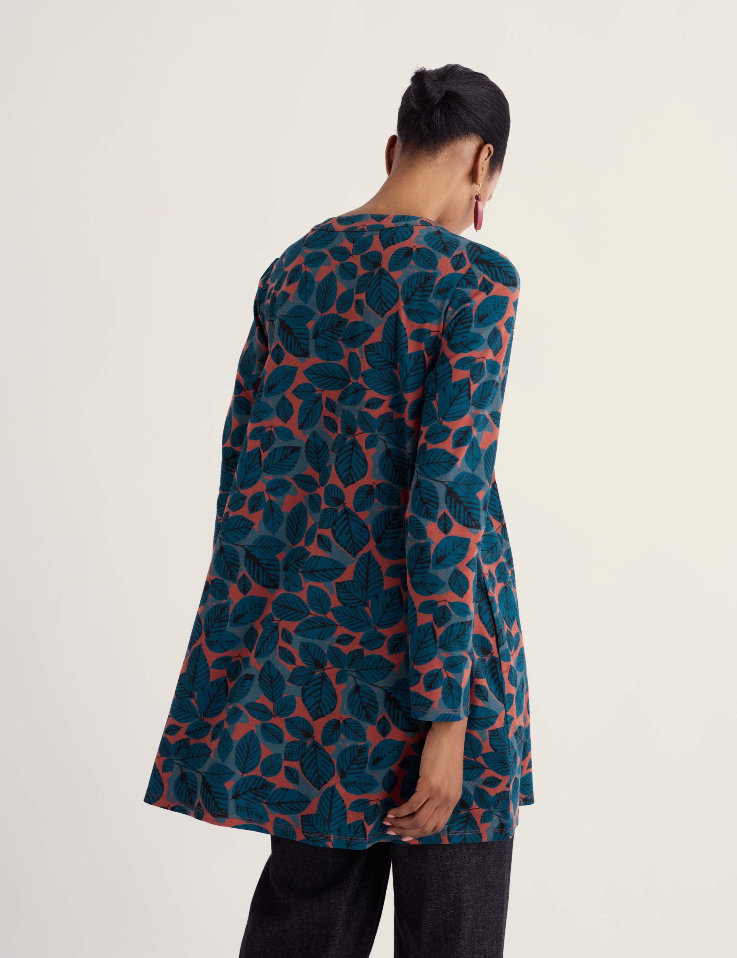 Printed Notch Neck Long Sleeve Relaxed Fit Tunic 3 of 5